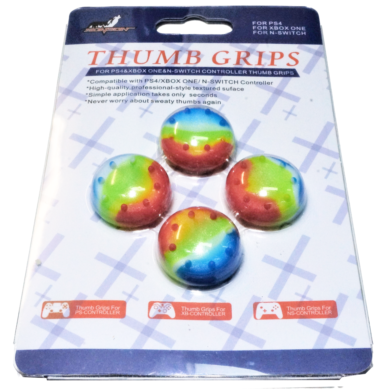 4 Pack Rainbow Thumb Grips for PS4, PS5, Xbox One & Xbox Series X - Controller Joystick Caps for Enhanced Gaming Comfort - Perfect for FPS, Racing & Action Games