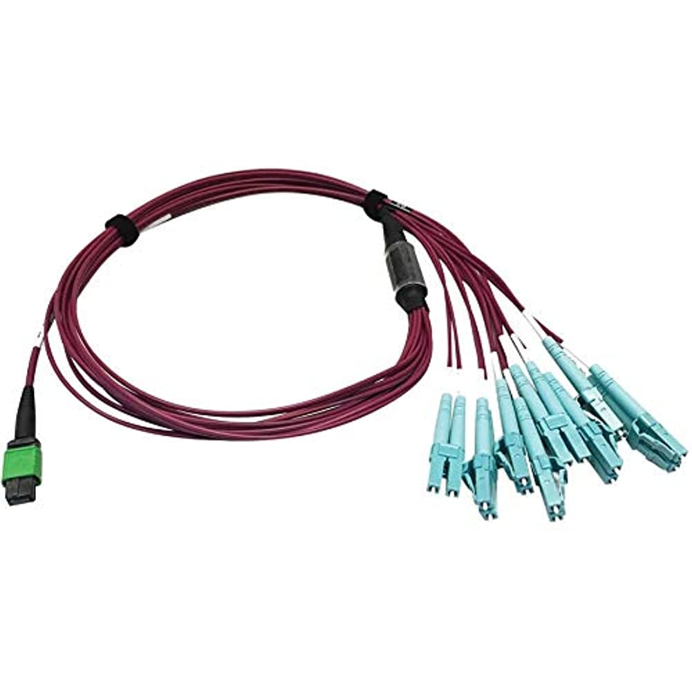 Tripp Lite 400GB Ethernet Fiber Optic Cable - OM4 Multimode 50/125 Plenum Rated Breakout Cable - 16F MTP/MPO-APC to 8X LC Duplex (F/M) - 1m Magenta (N846D-01M-16EMG) - Perfect for High-Speed Data Centers & Server Rooms
