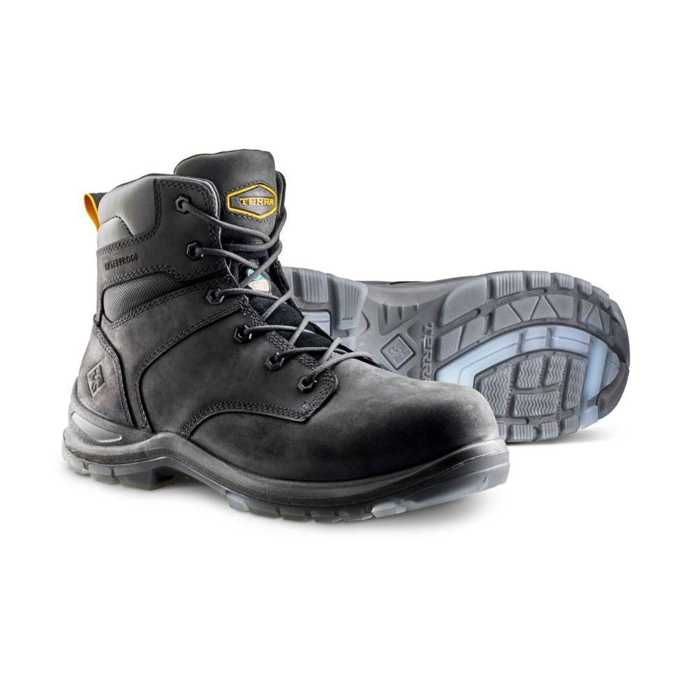 Terra Byrne Unisex 6-Inch Waterproof Composite Toe Work Boots TR0A839BBLK - Black Safety Shoes for Construction, Warehouse & Outdoor Work