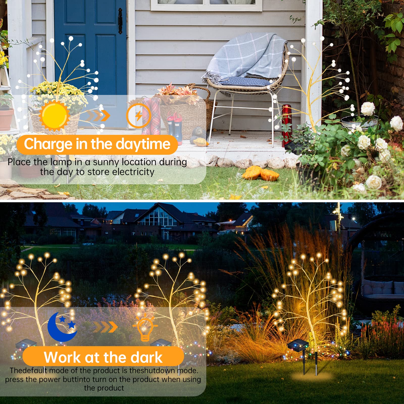 Upgraded Solar Garden Lights Outdoor Waterproof - Solar Powered Pathway Lights for Yard, Patio, Lawn & Garden Decor | Perfect for Landscape Lighting, Walkway Illumination & Backyard Ambience