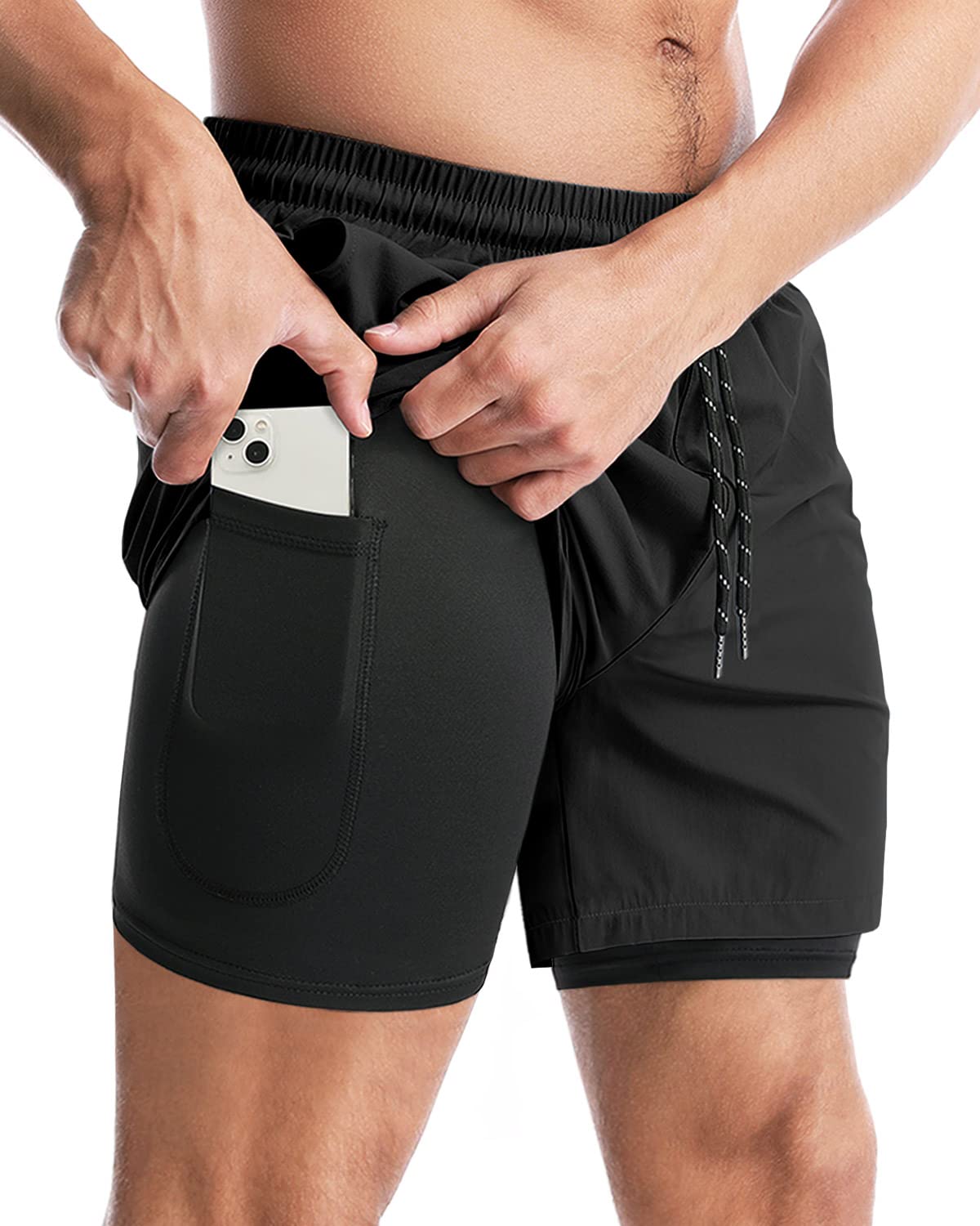 Aolesy Men's 2 in 1 Running Shorts - 5