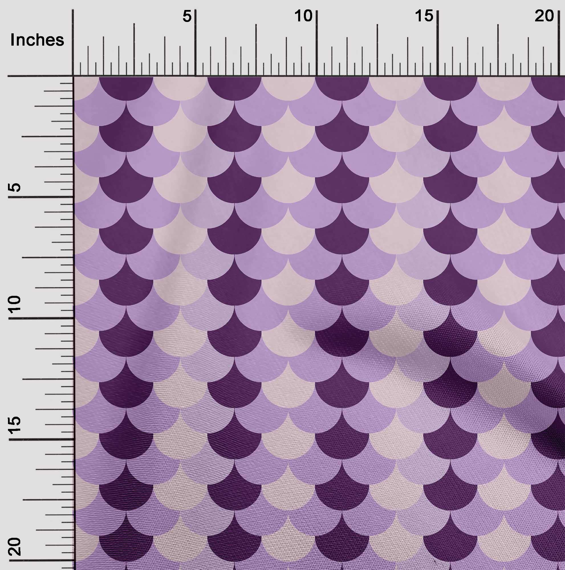 Premium Stretchy Polyester Spandex Fabric - Purple Geometric Scales Print - 56