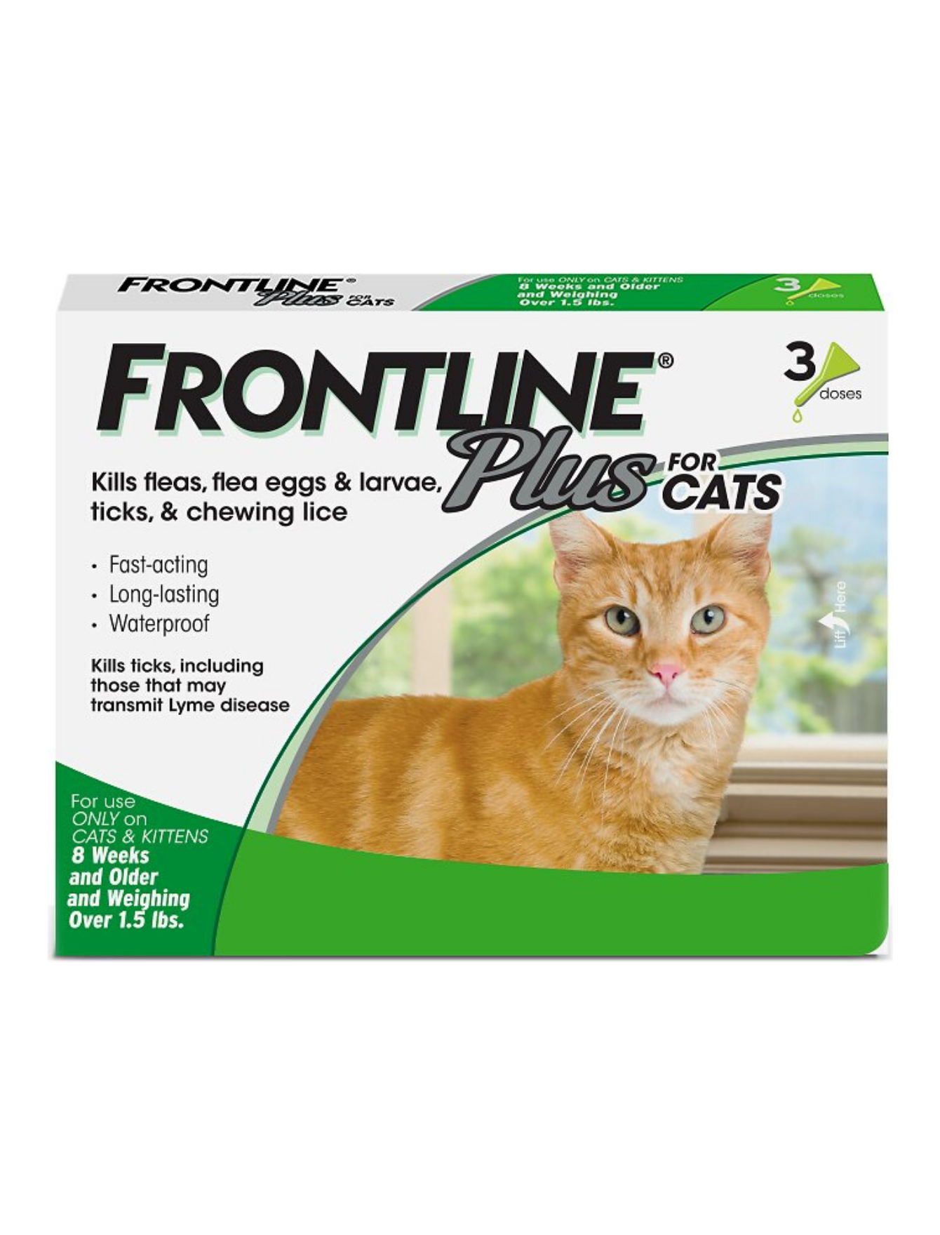 Frontline Plus Flea and Tick Treatment for Cats - 6 Doses (2 Sizes) | Fast-Acting, Waterproof Protection for Indoor & Outdoor Cats