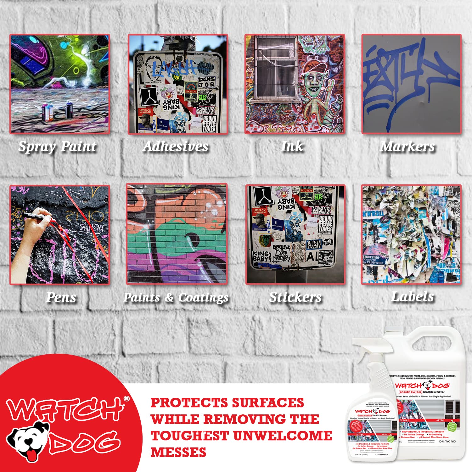 Watch Dog Smooth Surface Graffiti Remover - 5 Gallon Heavy-Duty Paint & Marker Remover for Walls, Metal, Glass | Removes Spray Paint, Ink, Coatings from Painted/Unpainted Surfaces | Ideal for Urban Cleanup, Public Spaces & Property Maintenance