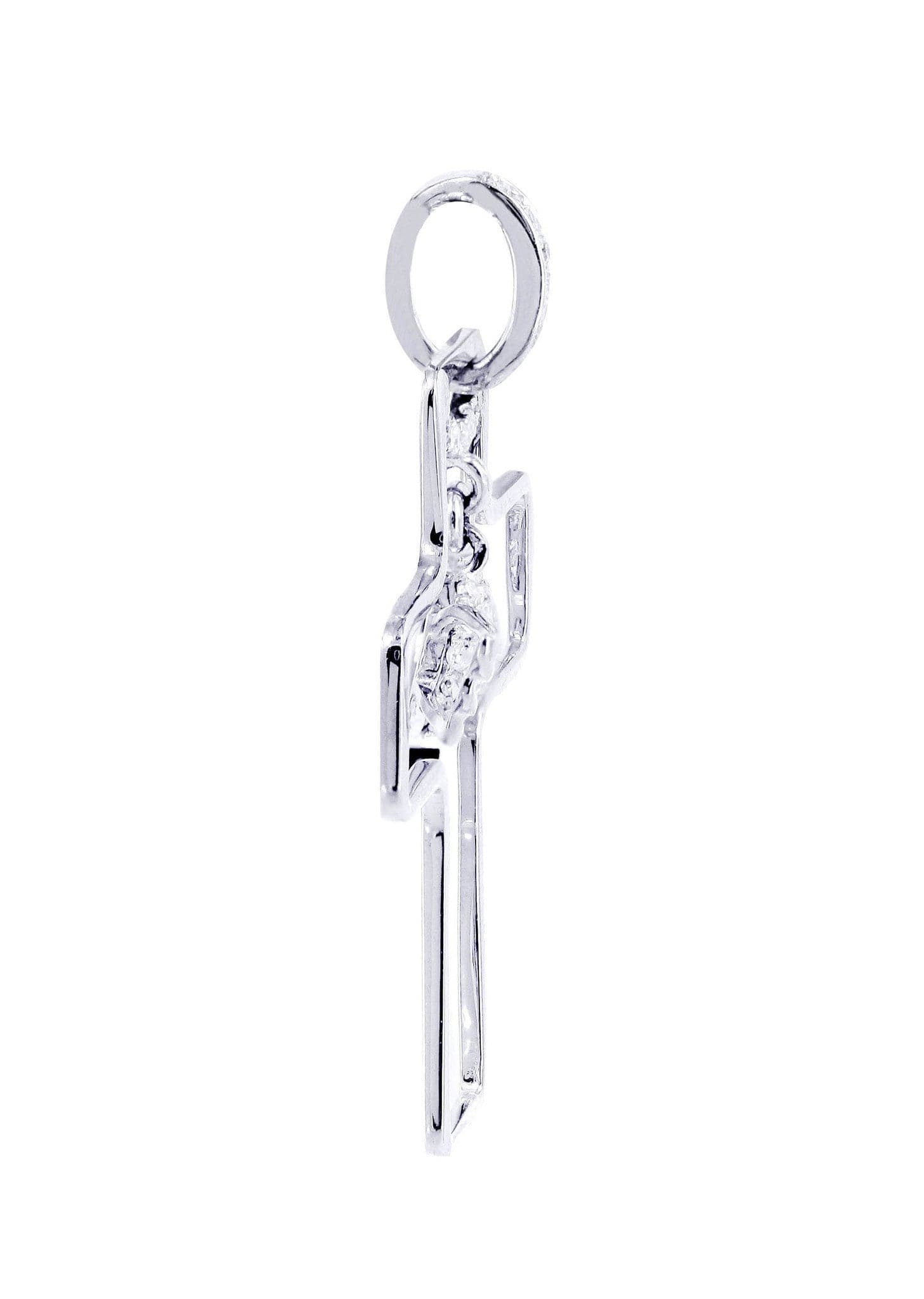0.24 Carat Diamond Cross Pendant Necklace - 2.13 Grams 14K White Gold Religious Jewelry for Women - Perfect for Baptism, First Communion & Special Occasions