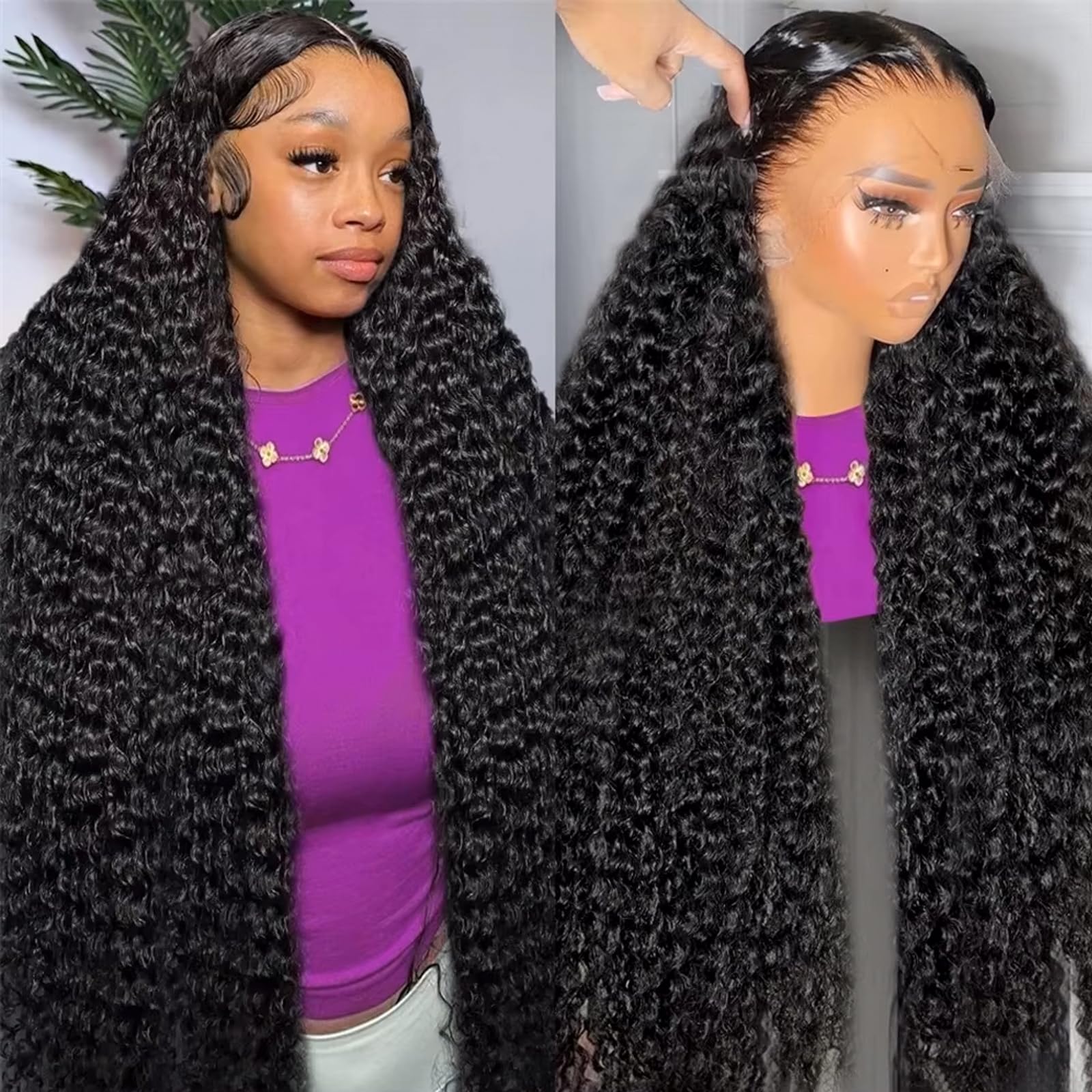 30 Inch Deep Wave Lace Front Wigs Human Hair 250% Density 13x6 HD Lace Frontal Wigs - Pre Plucked Deep Curly Glueless Human Hair Wigs for Women | Perfect for Daily Wear, Cosplay, Parties & Special Occasions