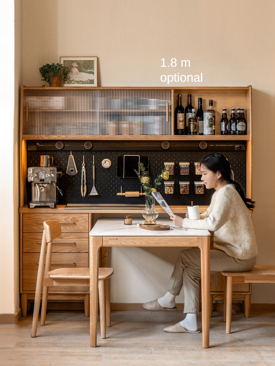 Solid Oak Wood Ultra-Thin Multi-Function Sideboard Buffet Cabinet - Perfect for Dining Room Storage, Kitchen Organization & Living Room Decor