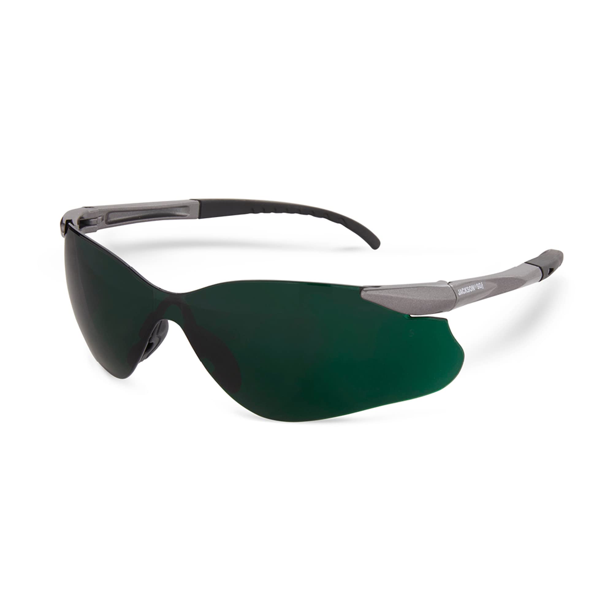Jackson Safety SGf Safety Glasses - Lightweight & Ultra-Strong with Anti-Scratch Coating, Shade 5 IR Lens, Soft Touch Temples & Flexible Nose Piece (Gunmetal Frame, 12 Pairs/Case) - Perfect for Welding, Construction, and Industrial Work Protection