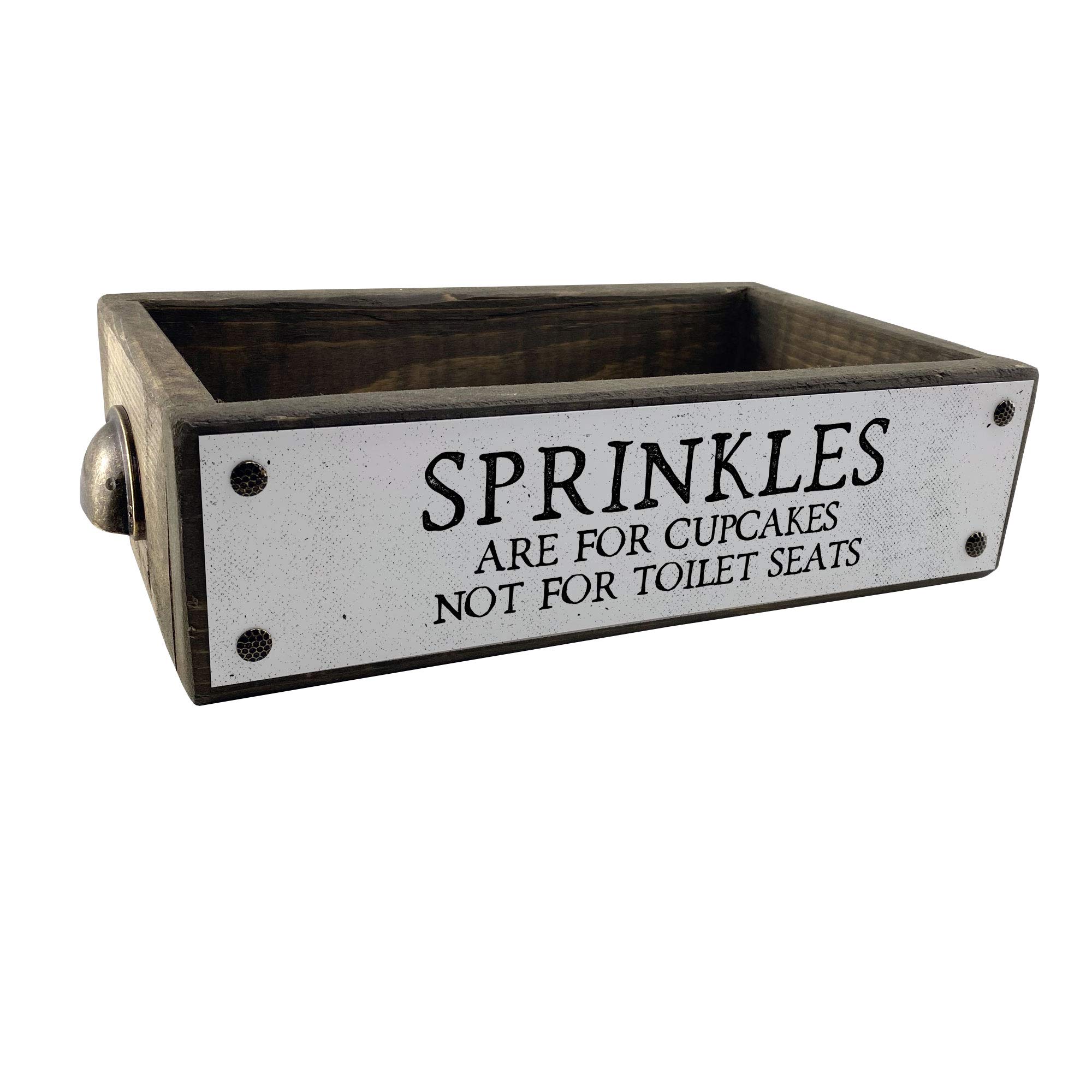 Farmhouse Wood Toilet Paper Holder - Rustic Bathroom Decor for Cupcakes & Diaper Caddy