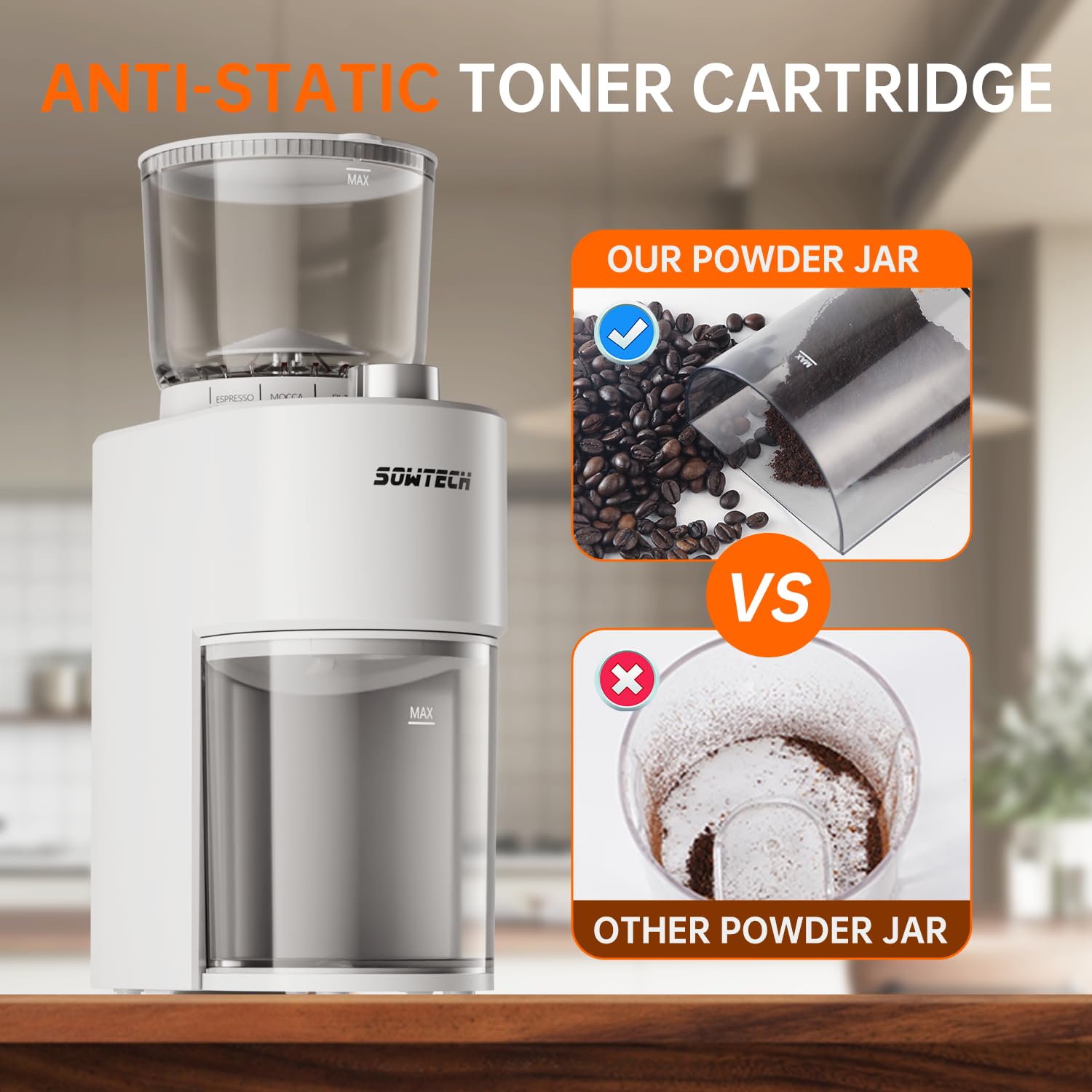 Premium Conical Burr Coffee Grinder - 38 Precise Grind Settings & Digital Timer for Espresso, Drip, Pour Over, Cold Brew & French Press - Perfect for Home Baristas & Coffee Enthusiasts (Beige) | Ideal for Morning Brews, Office Use & Gourmet Coffee Preparation