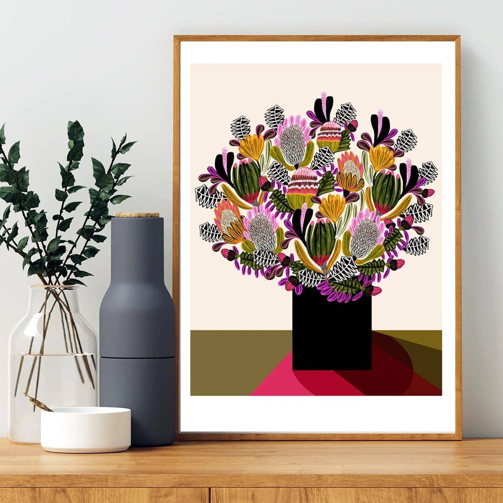 Australian Flowers Wall Decor - Botanical Art Print for Home & Office - Perfect for Living Room, Bedroom & Office Decor
