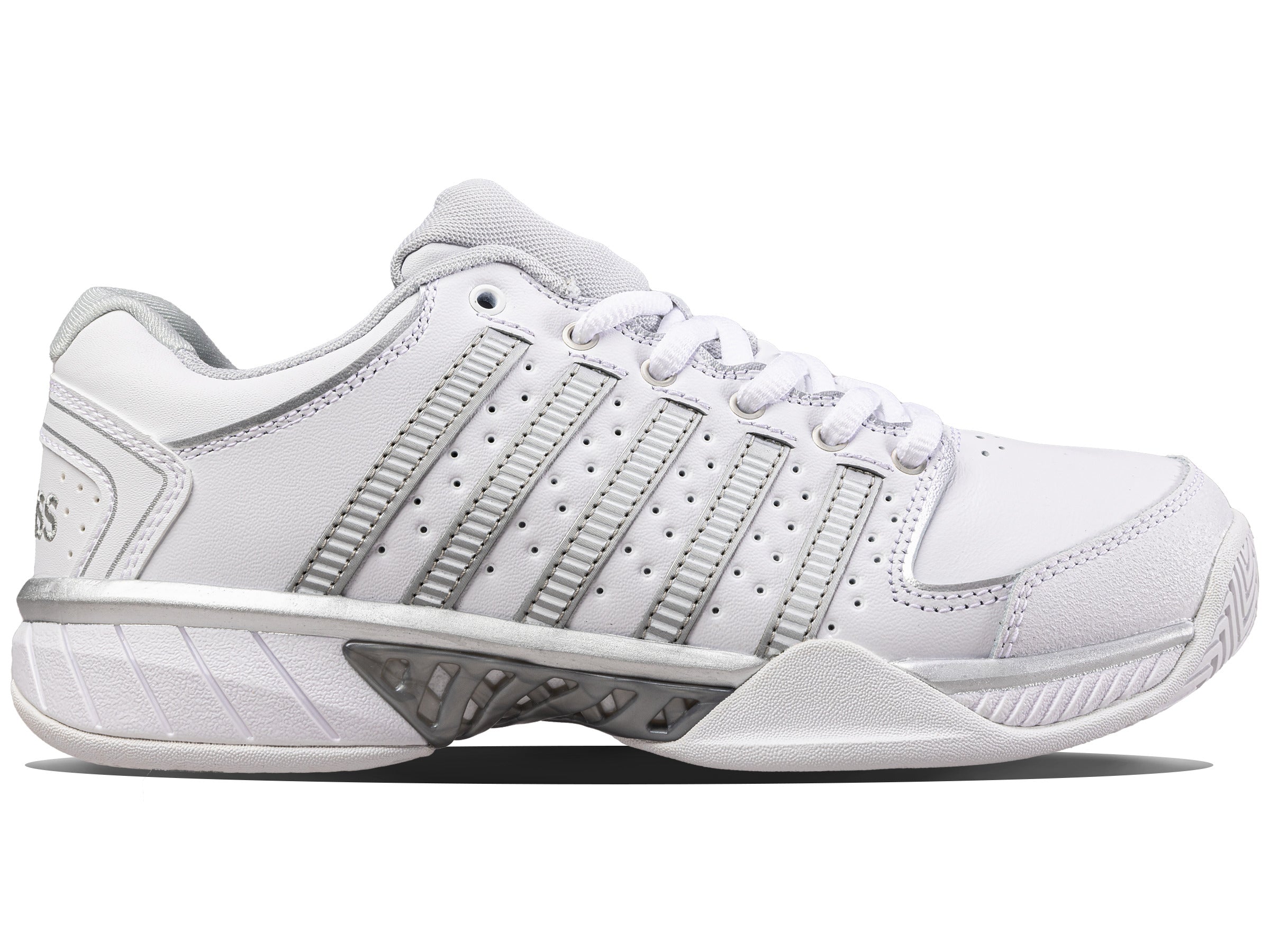 Women's Hypercourt Express Leather Tennis Shoes - White/Silver/Glacier Gray | Lightweight & Comfortable Court Sneakers for Women | Perfect for Tennis, Gym Workouts & Casual Wear
