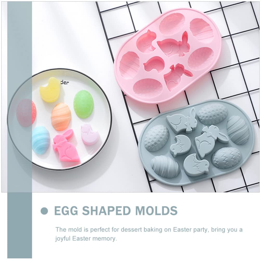 2pcs Bunny Shaped Silicone Cake Molds for DIY Baking - Egg Design Chocolate & Cake Molds - Creative Baking Supplies for Easter, Birthdays & Party Decorations