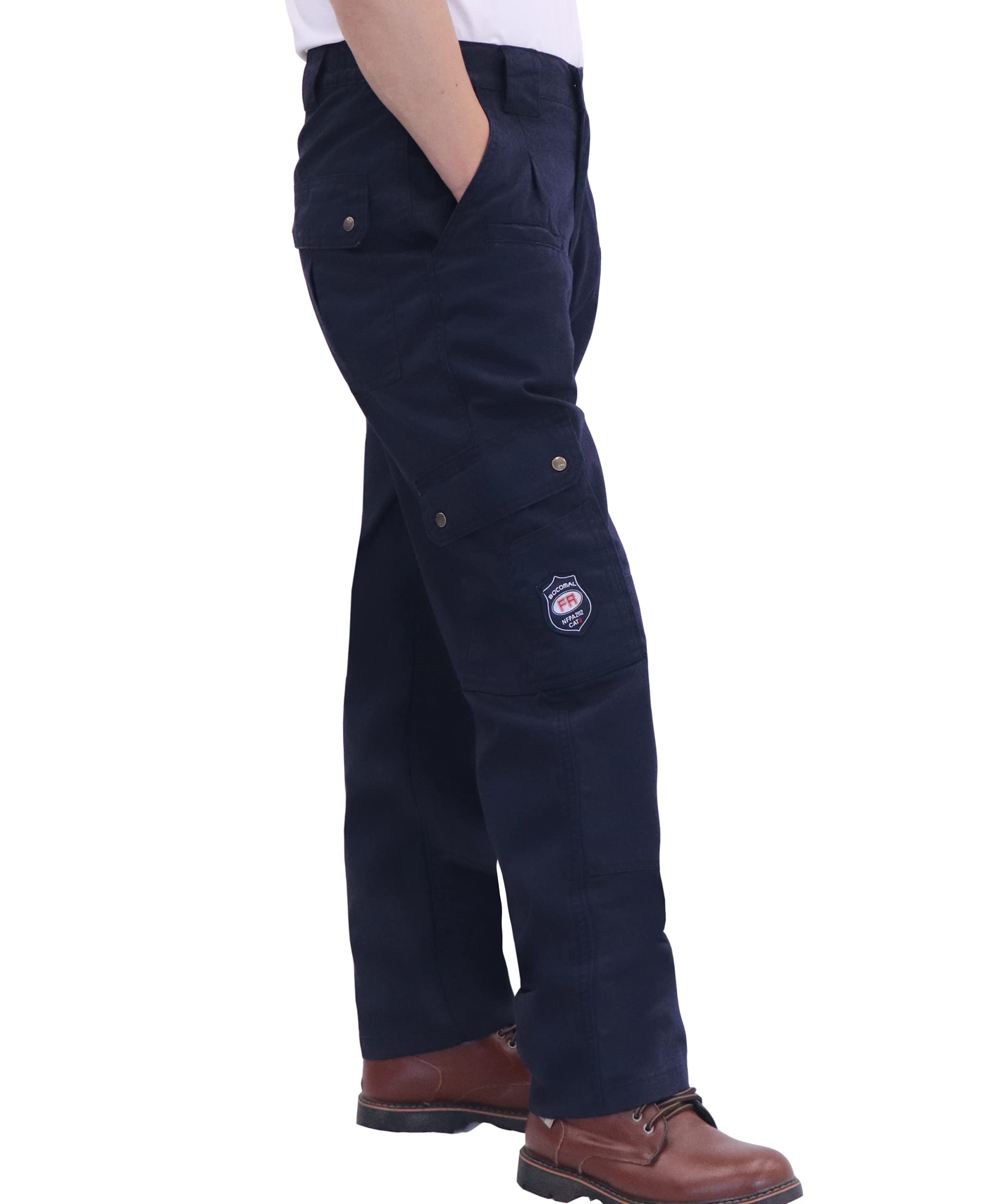 BOCOMAL FR Men's Cargo Pants - 100% Cotton 7.5oz Flame Resistant Work Pants (CAT2 & 2112 Certified) - Durable Utility Pants for Electricians, Welders & Industrial Workers
