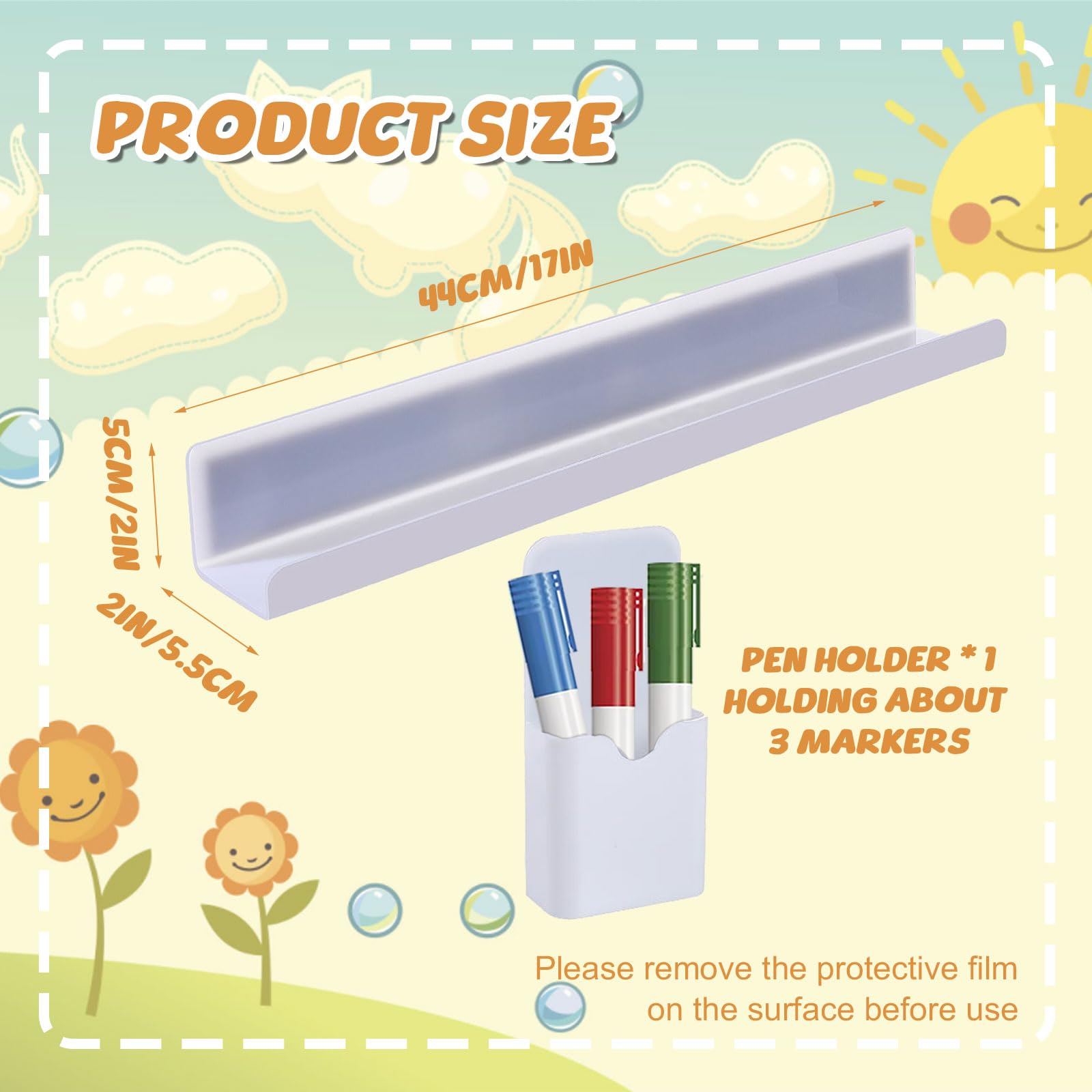 2 Pack Magnetic Bookshelf for Whiteboard - Reusable Classroom Organizer, Teacher Whiteboard Shelf & Kitchen Spice Rack for Refrigerator - Perfect for Classroom Storage & Home Kitchen Organization