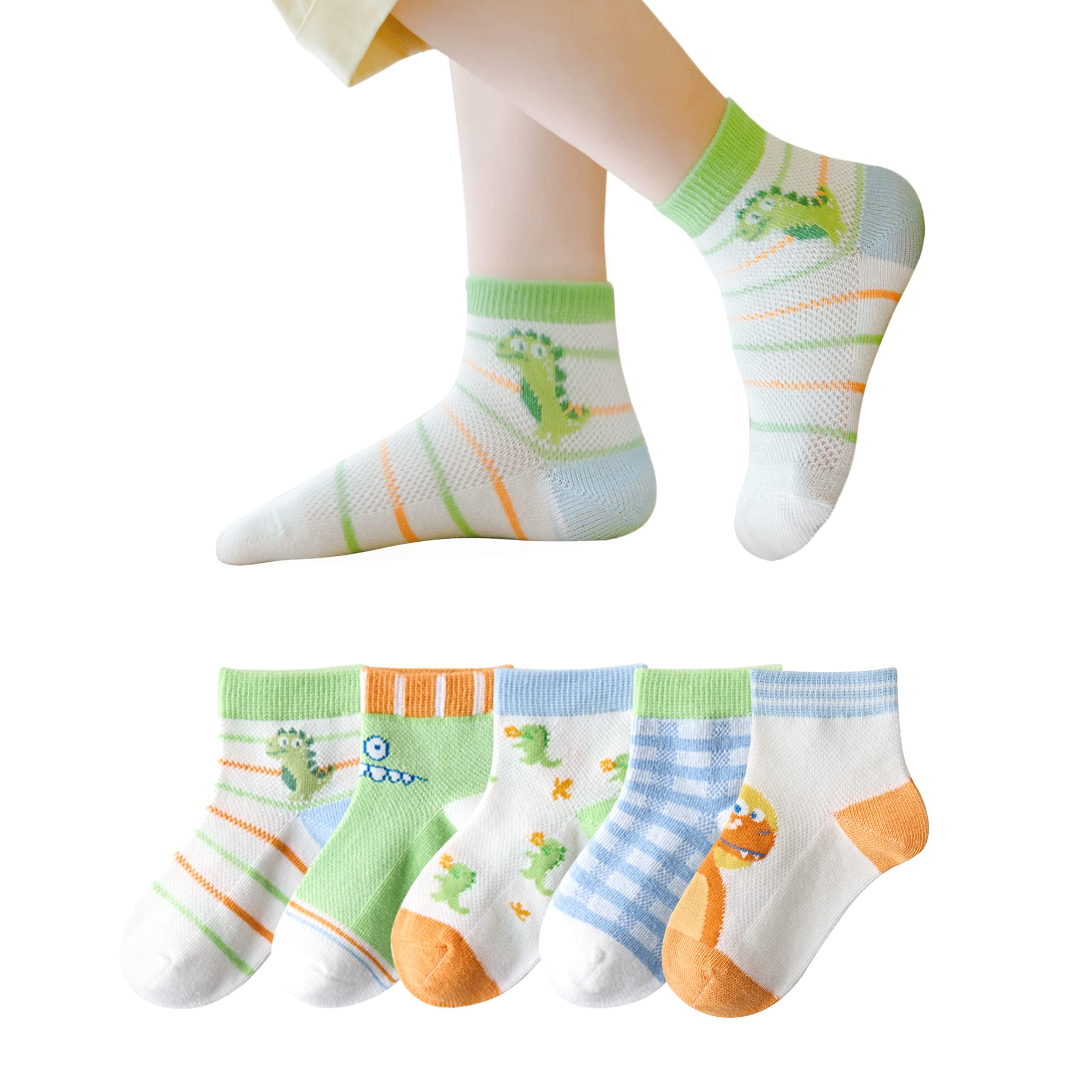 **Cute Animal Print Cotton Ankle Socks for Kids - Soft, Non-Slip, No-Show Socks for Boys & Girls (6 Pairs) - Perfect for School, Sports & Everyday Wear**