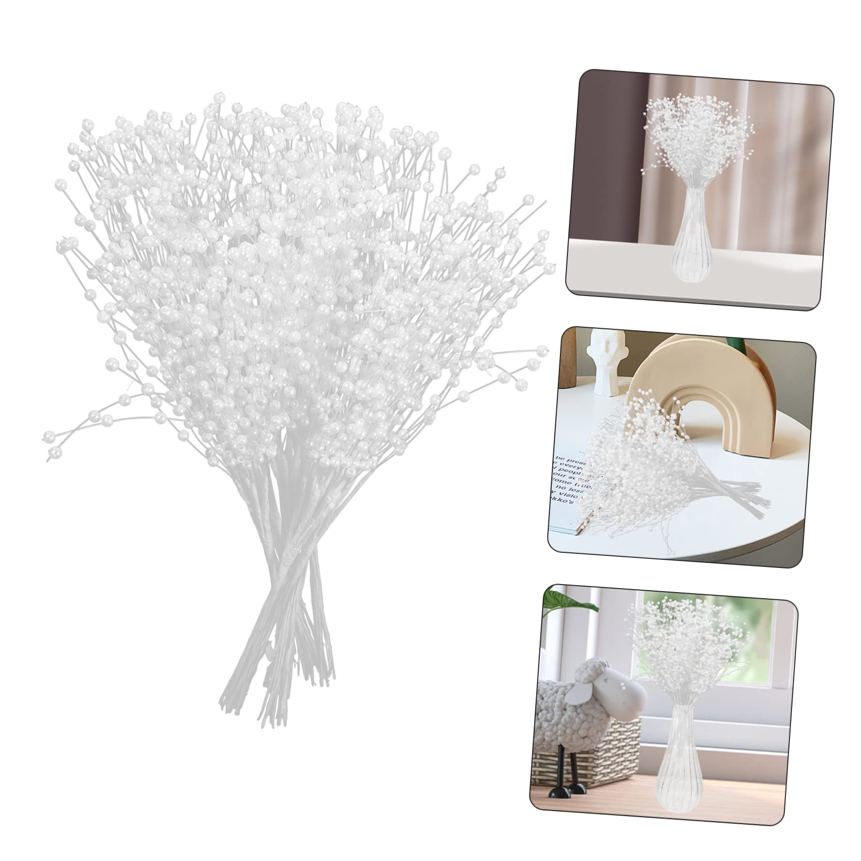100pcs Artificial Pearl Flower Stems - Beaded Pearl Sticks for Wedding Bouquets, Vase Fillers, Home Decor & DIY Crafts | Elegant Pearl Beaded Jewelry Stems for Centerpieces, Bridal Showers & Party Decorations