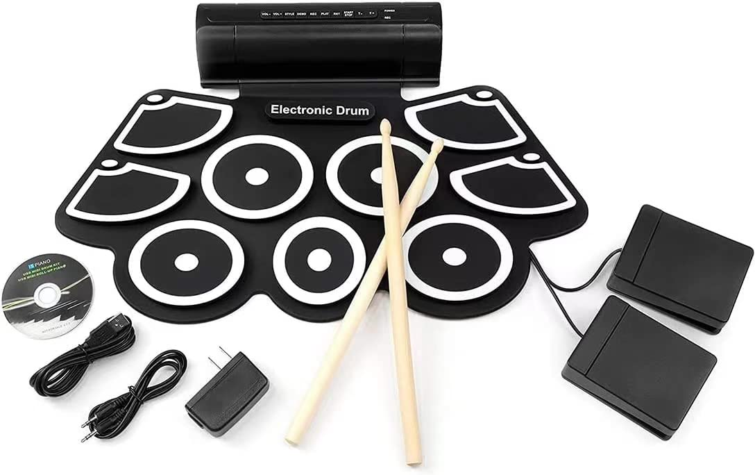 **Best Beginner Electronic Drum Set for Kids - 9 Drum Pads, Portable & Foldable with Headphone Jack, Built-in Speaker, Foot Pedals & Drum Sticks - Perfect for Home Practice, Gifts & Music Learning**