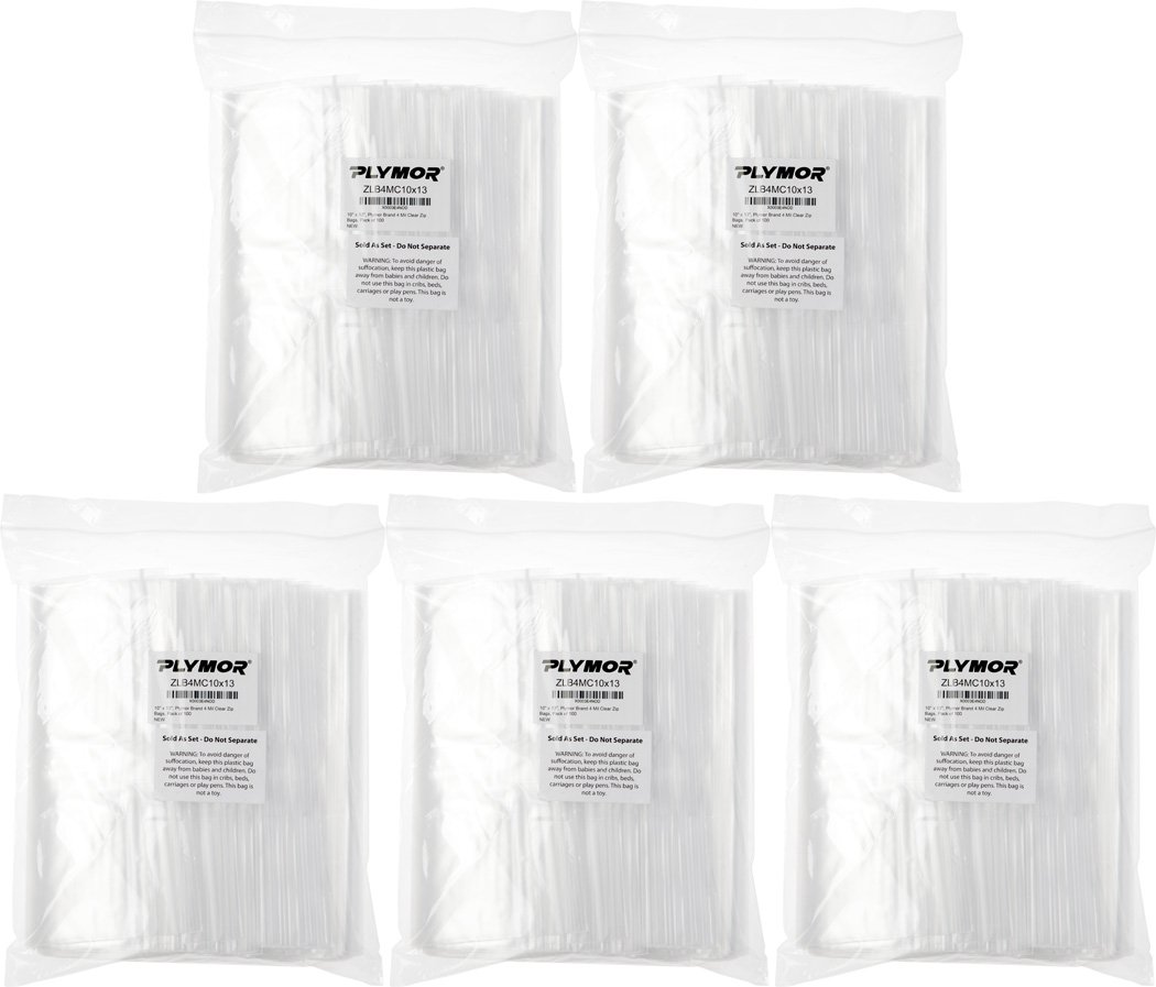 500 Pack 10x13 Inch 4 Mil Heavy Duty Zipper Reclosable Plastic Bags for Storage, Organization & Food Preservation - Durable Freezer Bags for Crafts, Snacks, Jewelry & Small Parts