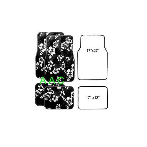 7-Piece Premium Car Accessories Gift Set - 4 Custom Floor Mats (2 Front & 2 Rear), 2 Luxury Highback Seat Covers, 1 Durable License Plate Frame - Hawaiian Tropical Design - Perfect for Car Enthusiasts & Holiday Gifts