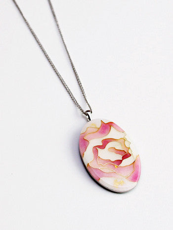 Yusen Shippo Pendant Necklace - Rose Pink Japanese Enamel Jewelry for Women, Elegant Handmade Cloisonne Necklace, Perfect Gift for Birthday, Anniversary & Special Occasions