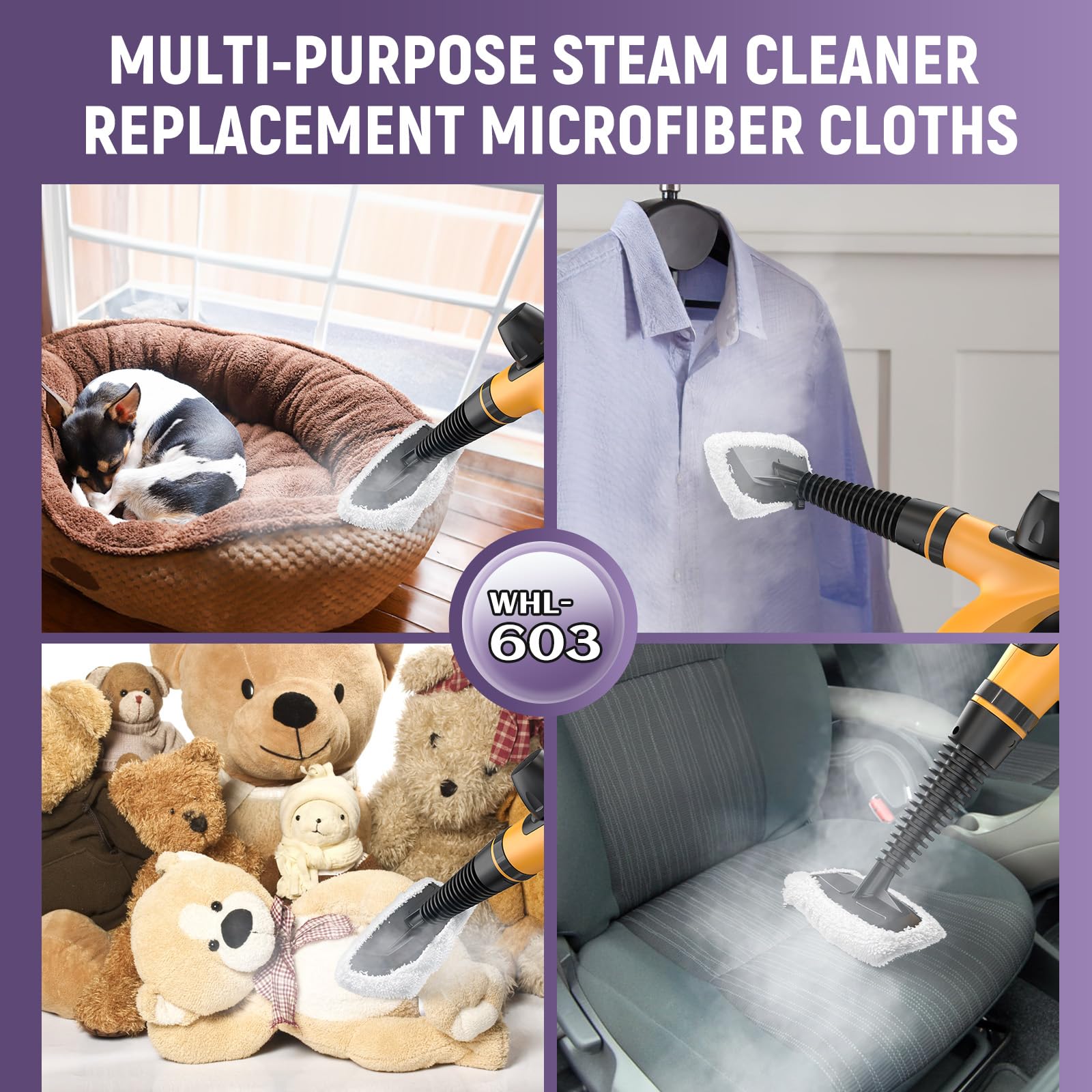 3 Pack Steam Cleaner Replacement Cloths - Reusable Microfiber Towel Sleeves for Most Handheld Steamers - Universal Fit for Deep Cleaning Floors, Upholstery & Home Surfaces - Perfect for Kitchen, Bathroom & Car Detailing