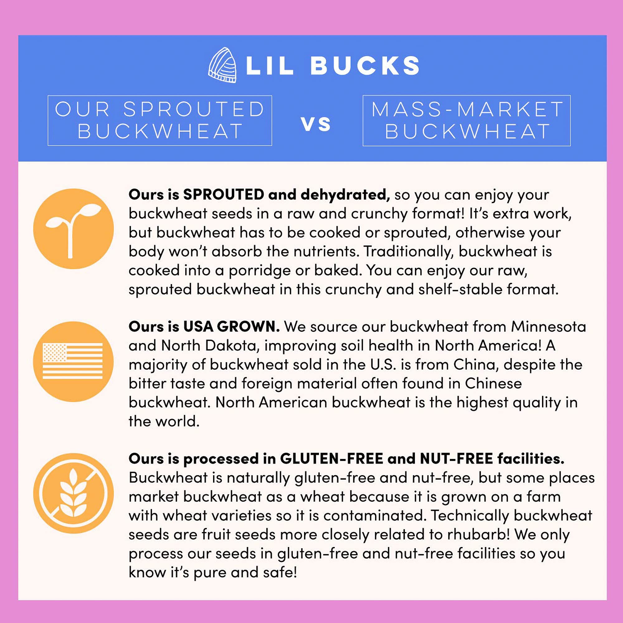 Lil Bucks Clusterbucks Gut Friendly Clusters - Organic Sprouted Buckwheat Snacks, Gluten Free, Non-GMO, Vegan (Chocolate Sea Salt, 3 Pack) - Perfect for Healthy On-the-Go Snacking, Office Treats & Kids Lunchboxes