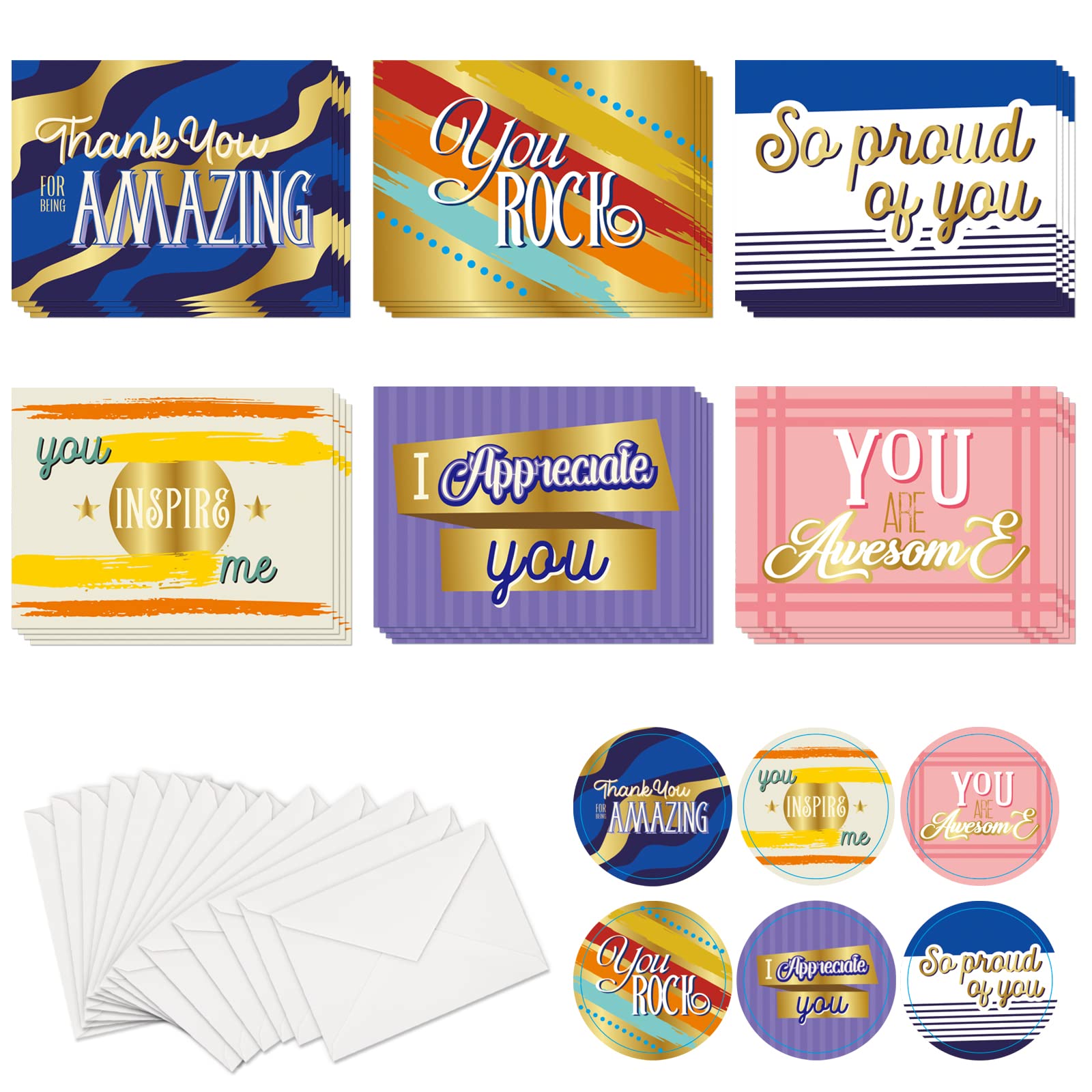 24 Pack Inspirational Employee Appreciation Cards with Envelopes - Thank You Cards for Volunteers, Nurses Week, Teachers & Coworkers - Bulk Gratitude Cards for Workplace Recognition & Staff Motivation Gifts