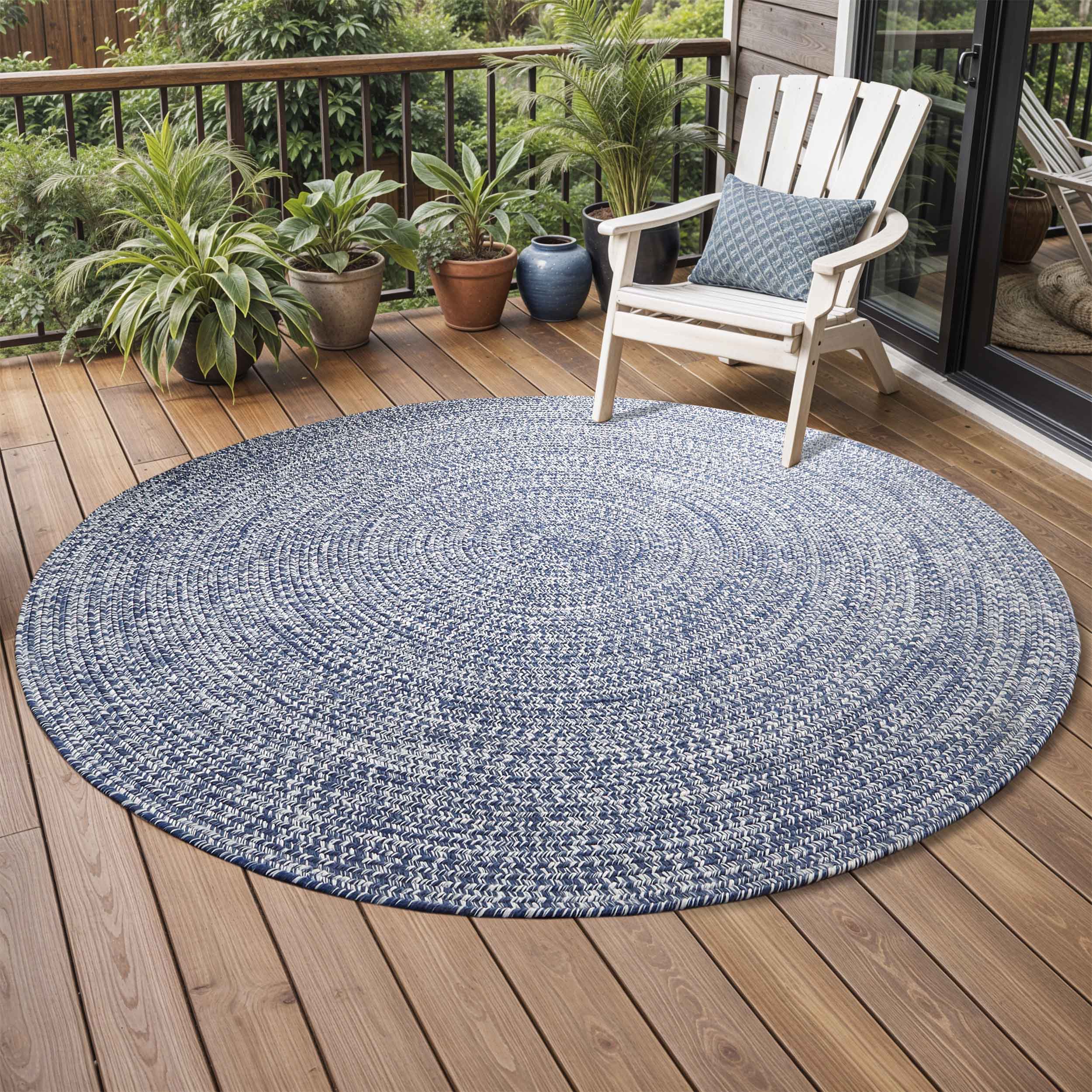 Reversible Braided Area Rug - Non-Slip Two Tone Indoor/Outdoor Rug for Living Room, Bedroom, Patio - Soft & Durable Home Decor