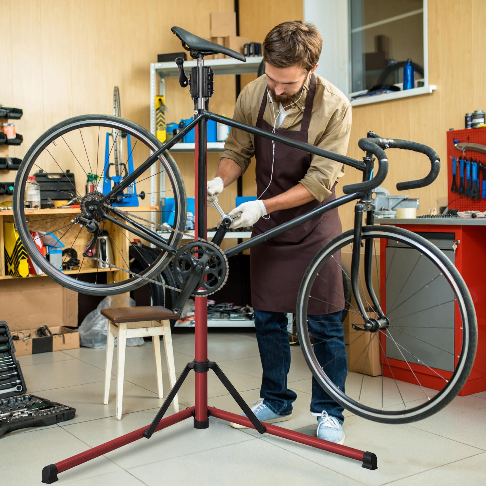 Heavy Duty Electric Bike Repair Stand - 110 lbs Capacity, Portable Aluminum Bicycle Maintenance Workstand for E-Bikes, Mountain Bikes & Road Bikes | Perfect for Home Garage, Bike Shops & Outdoor Repairs