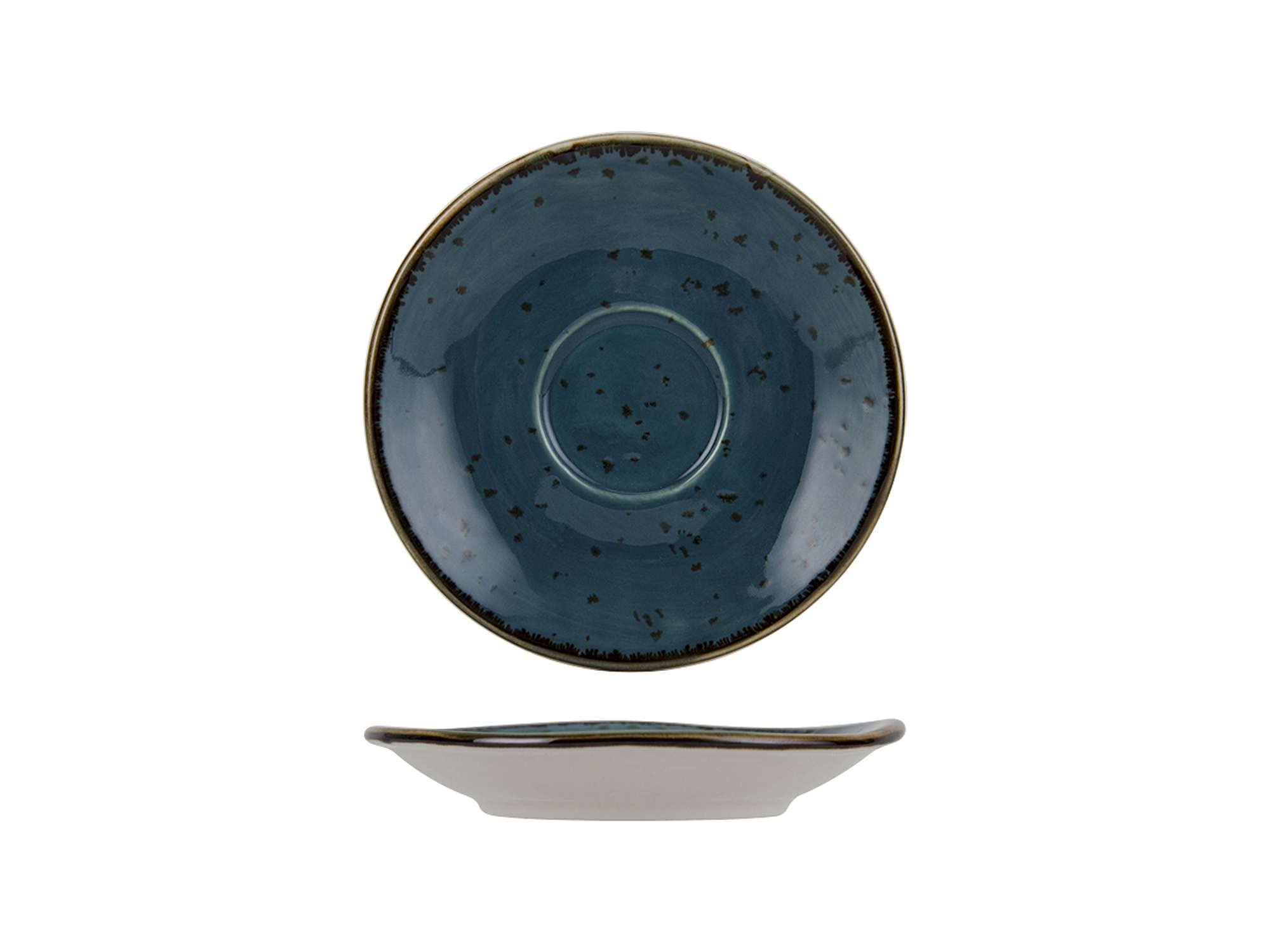 Tuxton Artisan Geode Azure Reactive 5-Inch Espresso Saucer - Set of 24, Scratch & Chip Resistant, Lead & Cadmium Free, Dishwasher/Microwave/Oven Safe - Perfect for Coffee Shops, Restaurants & Home Decor