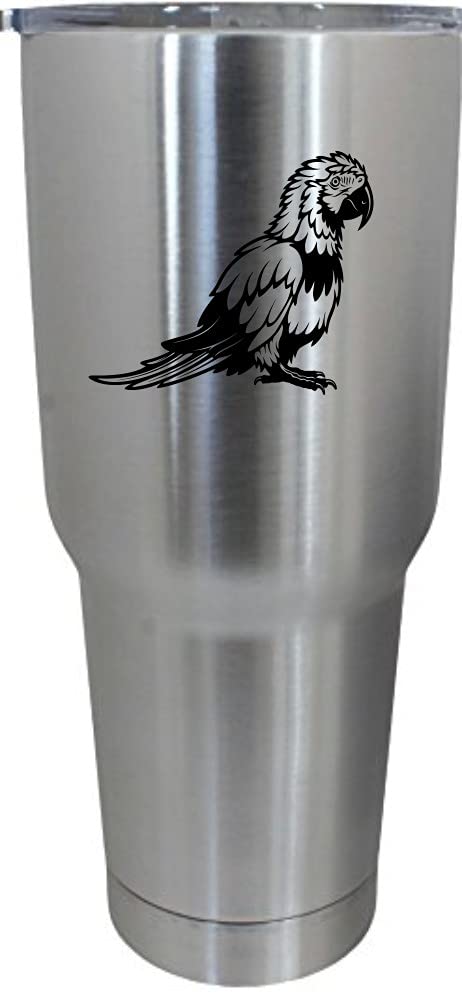 Parrot Zoo Animal Themed 30oz Stainless Steel Tumbler with Etched Design - Double Wall Insulated Cup for Hot & Cold Drinks - Perfect for Travel, Camping, and Office Use
