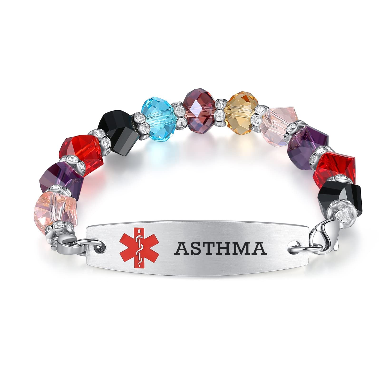 Custom Engraved Medical ID Bracelets for Women - 7.5 Inch Adjustable Beaded Alert Bracelet with Interchangeable Charms | Emergency Medical Information Jewelry for Allergies, Diabetes & Daily Wear