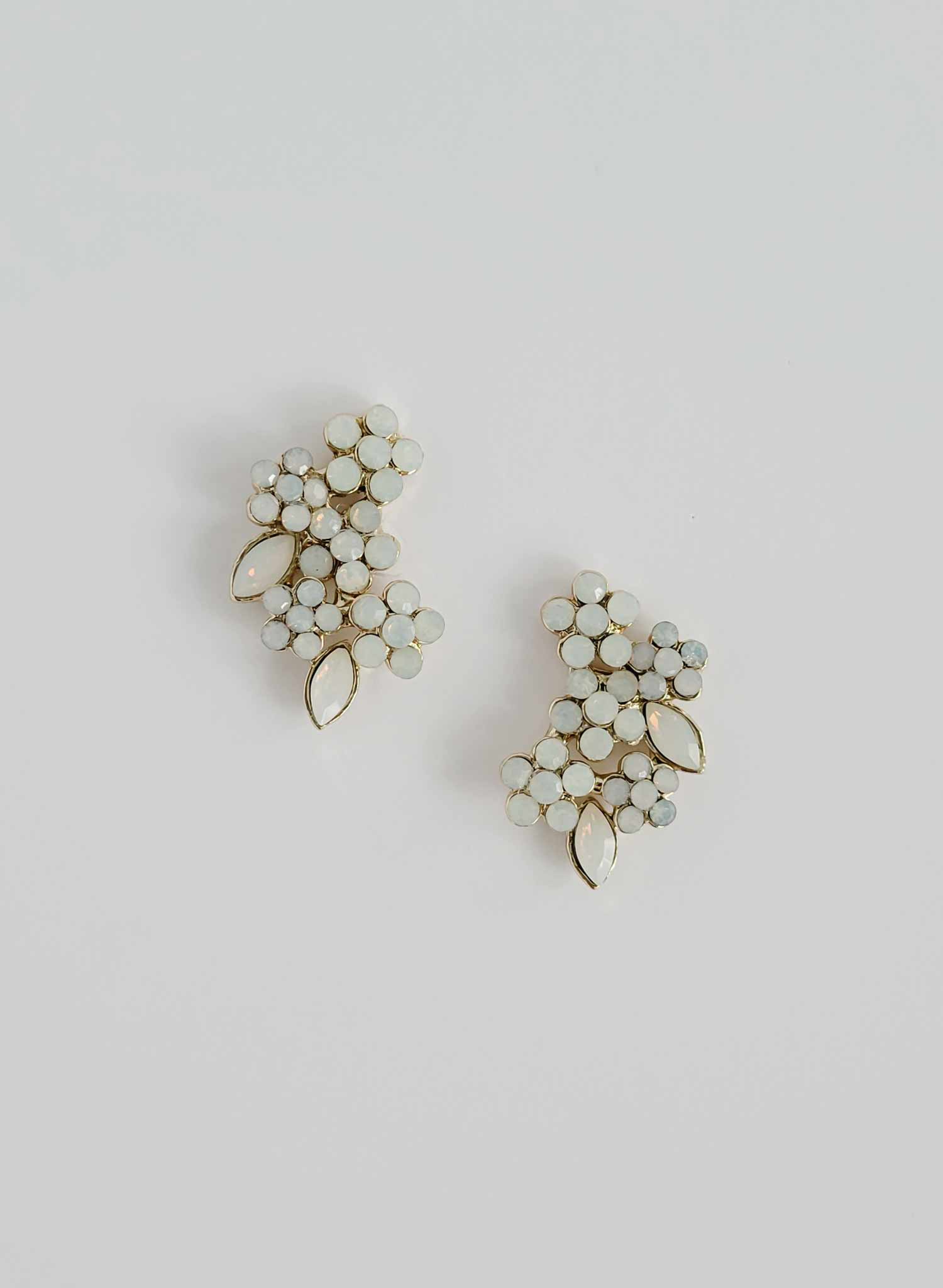 Natural Opal & Crystal Cluster Earrings for Women - Style #2514 | Boho Chic Jewelry for Parties, Weddings & Everyday Wear