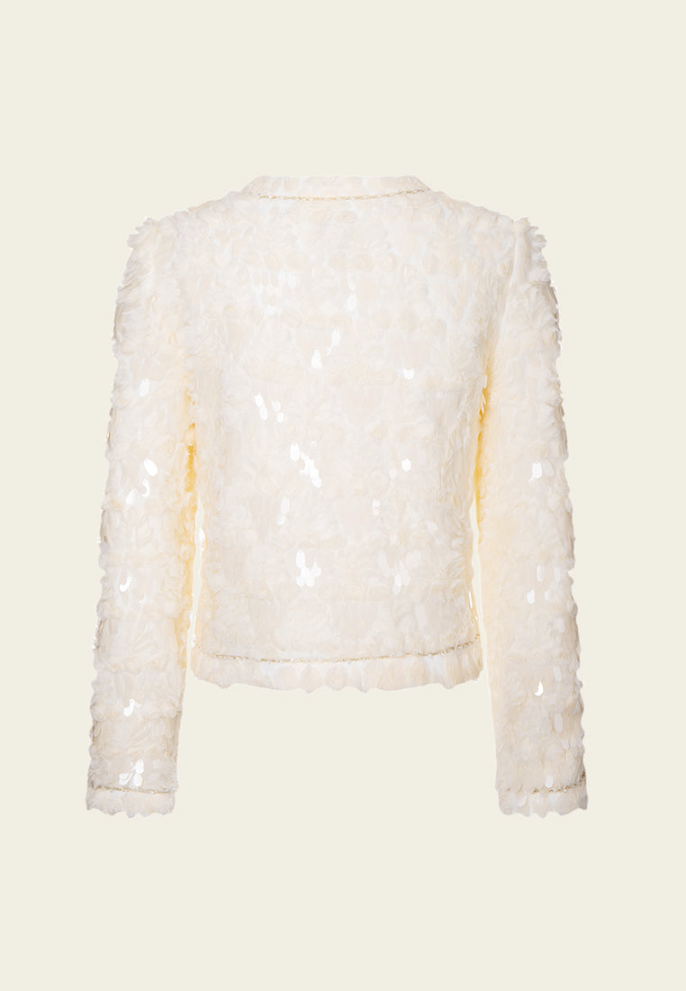 Distressed Sequin Embellished Metallic Trim Jacket for Women - Stylish Party Wear & Evening Outfits