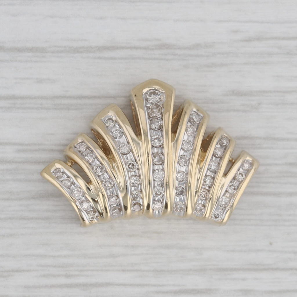 0.55ctw Scalloped Graduated Slide Pendant Necklace in 14K Yellow Gold - Elegant Jewelry for Women, Perfect for Weddings, Anniversaries & Special Occasions