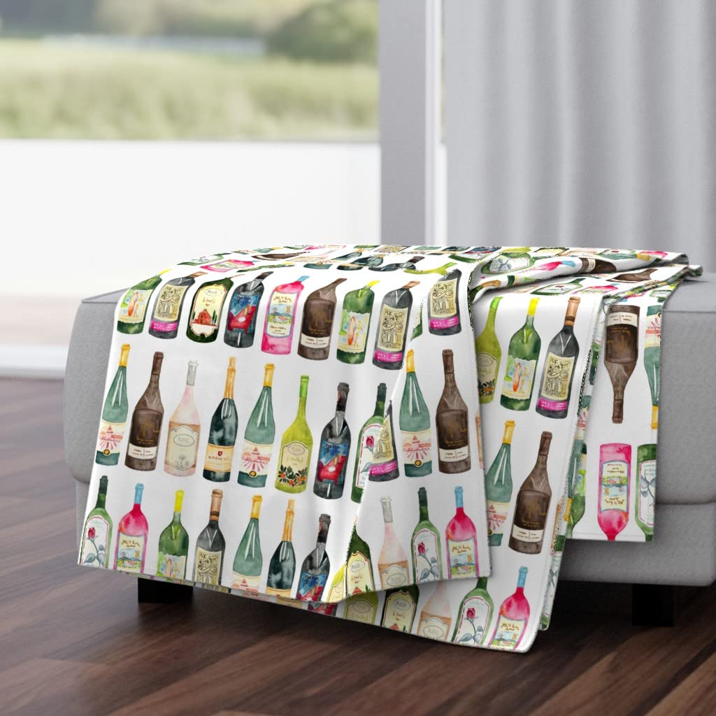 Luxe Velvet Throw Blanket 50x70 Inches - Wine Party Kitchen Watercolor Design for Home Decor, Sofa & Bedroom Cozy Blanket