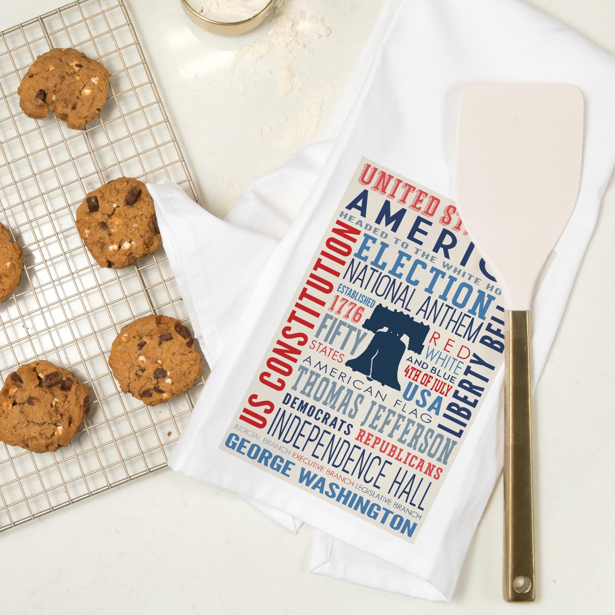 Lantern Press Americana Typography 100% Cotton Tea Towel - Decorative Kitchen Hand Towel for Dish Drying, Home Decor & Gift Giving