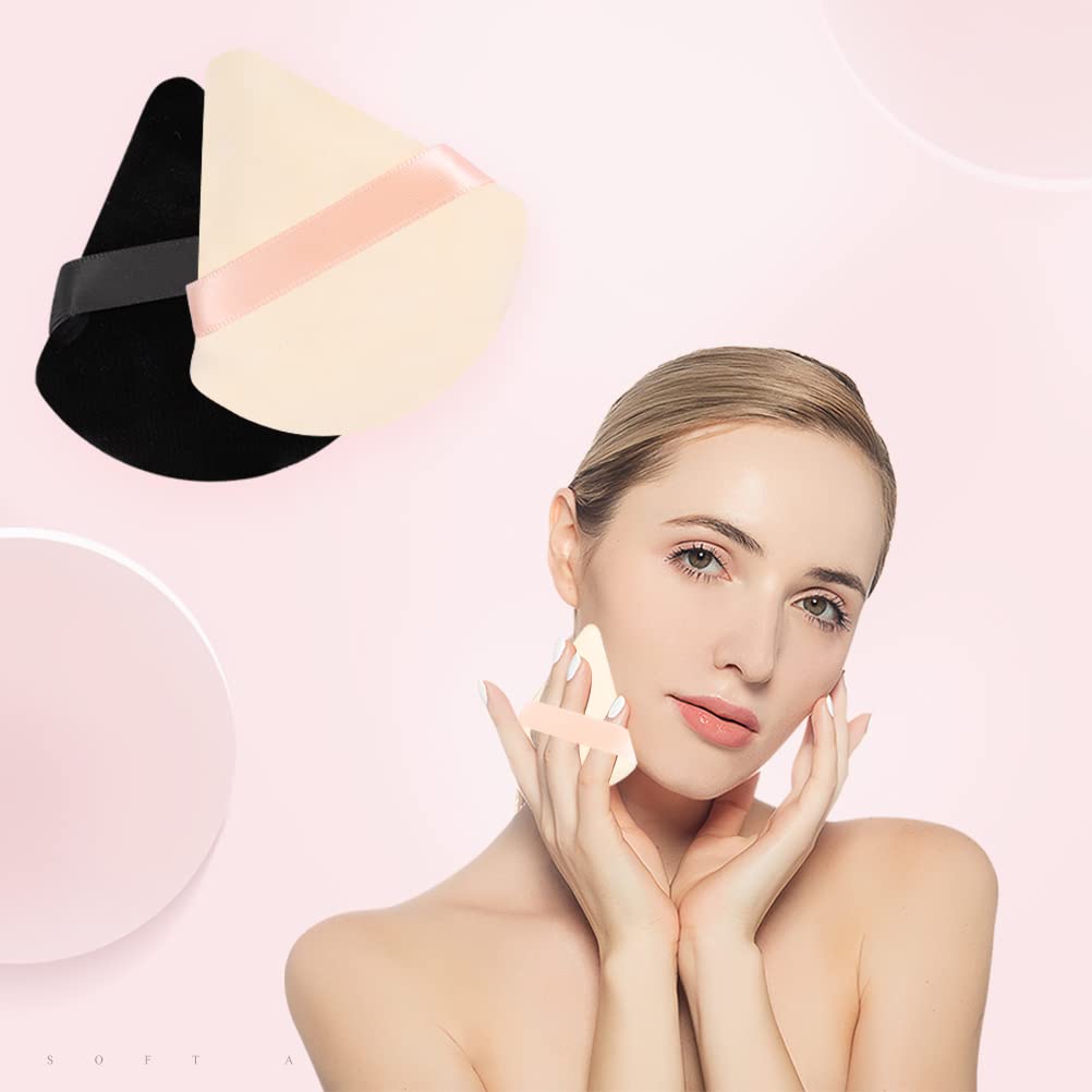 12 Pcs Triangle Powder Puffs for Loose & Setting Powder - Soft Makeup Sponge Blenders for Foundation, Contouring & Baking (Black/Nude) - Perfect for Professional Makeup Artists & Everyday Beauty Routine