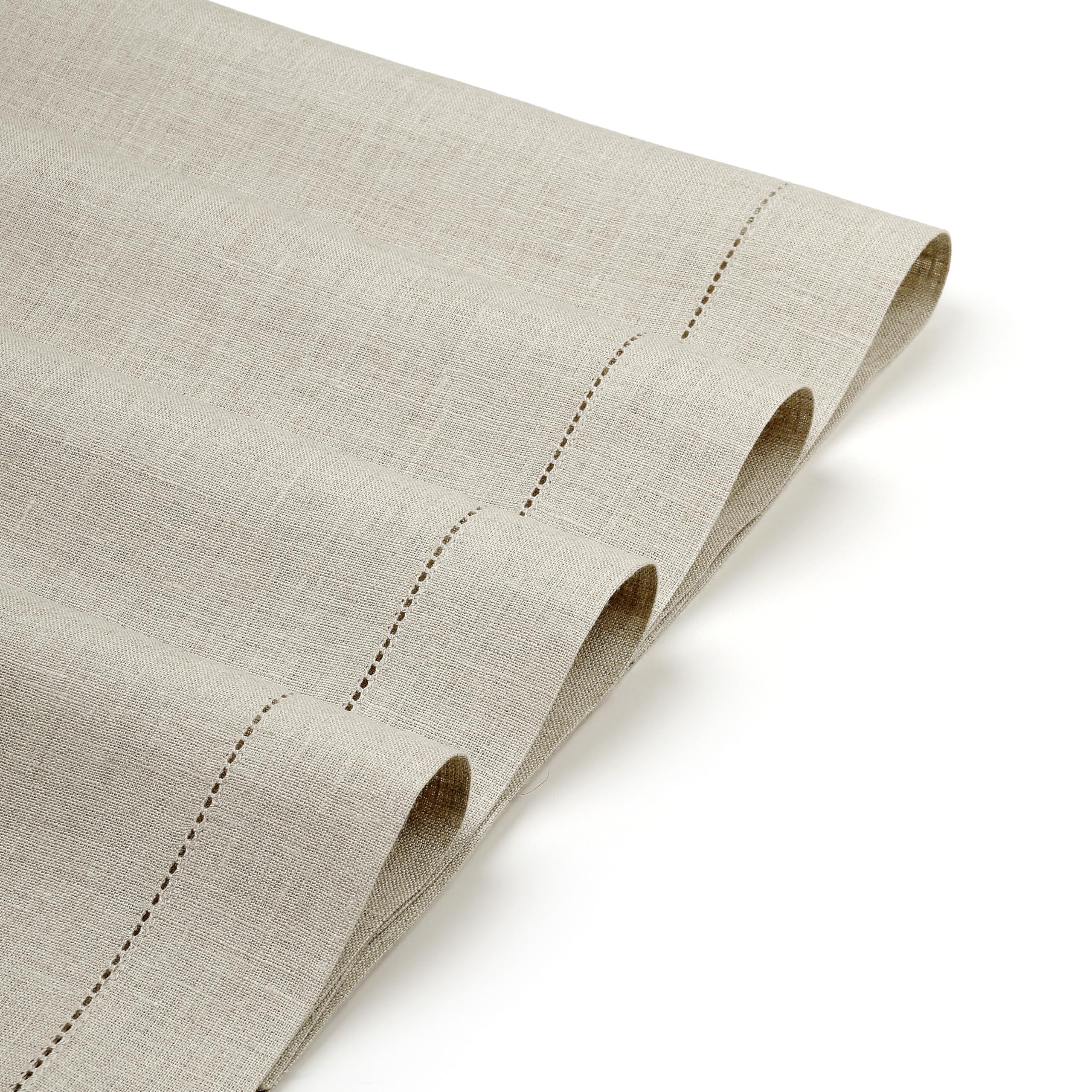 D'Moksha Homes 100% Pure Linen Placemats Set of 4 - Natural 14x19 Inch Table Mats with Classic Hemstitch | Washable & Durable for Dining Table Decor | Perfect for Christmas, Thanksgiving, and Everyday Elegant Dinner Parties
