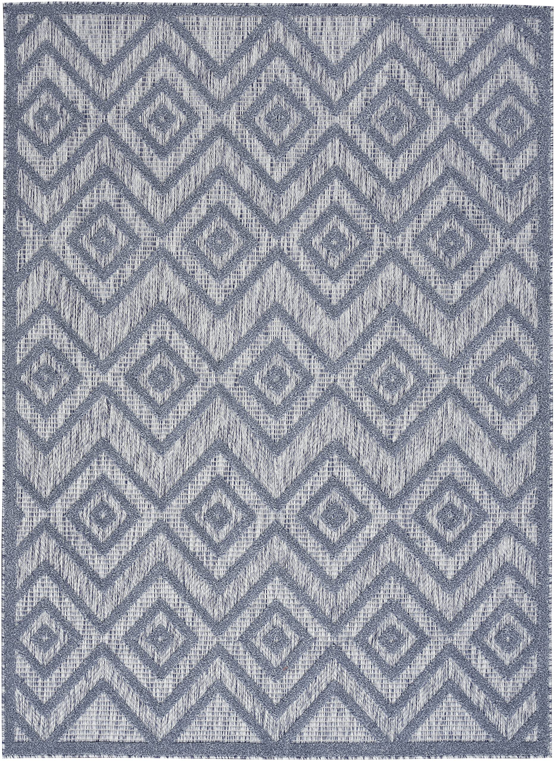 Nourison 6' x 9' Denim Blue Indoor Outdoor Area Rug - Easy Clean, Non-Shedding, Stain Resistant for High Traffic Areas | Perfect for Living Room, Bedroom, Dining Room, Deck, Backyard & Patio Decor