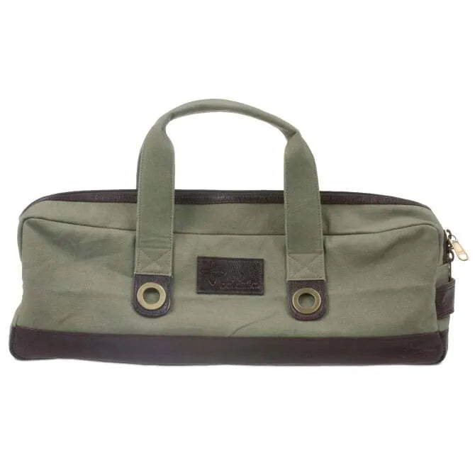 Boldric Chef Carryall Tote Bag - Green Canvas with Brown Leather Trim - Durable & Stylish for Kitchen, Grocery Shopping & Travel