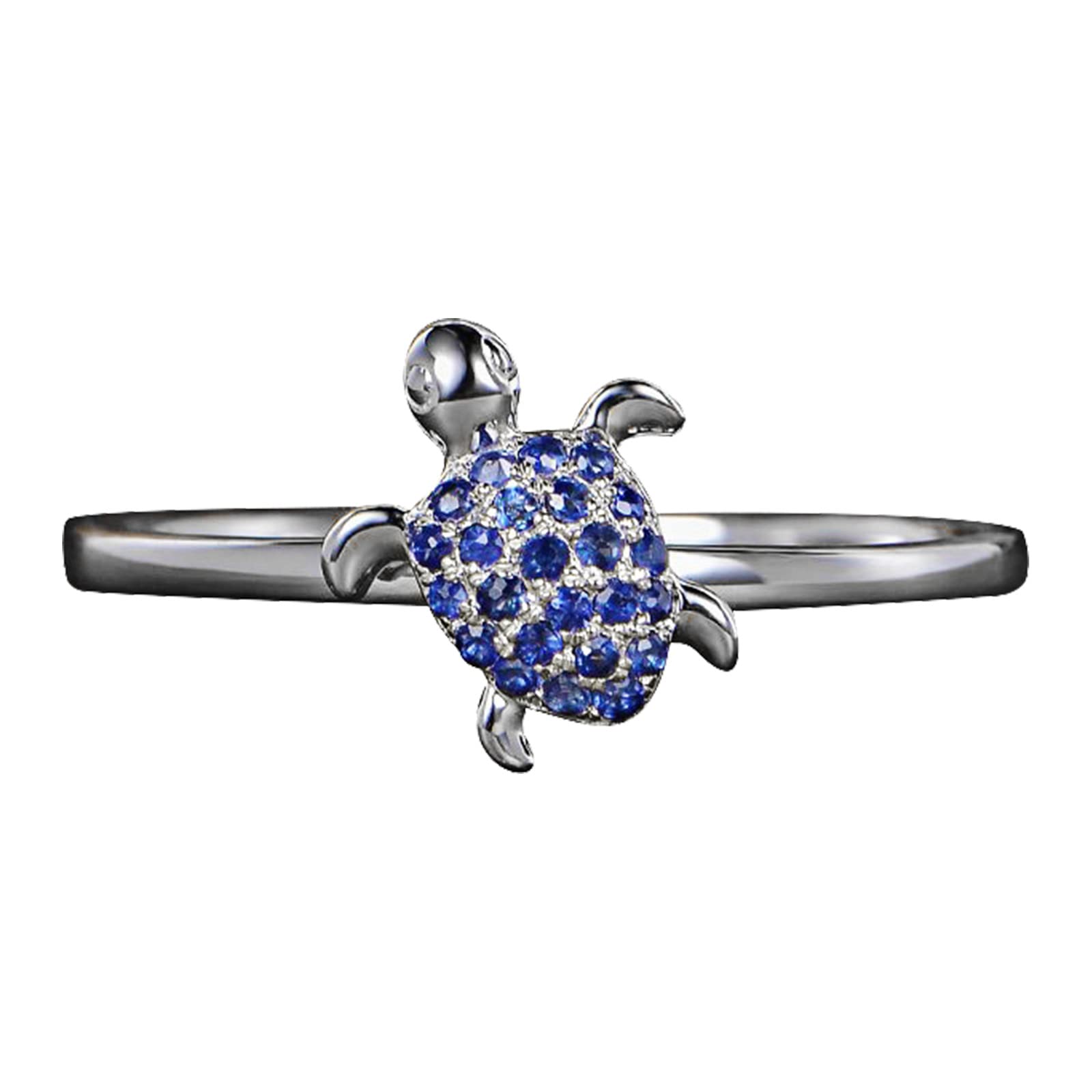 Diamond Turtle Ring for Women - Sterling Silver Animal Jewelry Gift, Anxiety Relief Ring, Size 4-5 | Perfect for Everyday Wear, Birthday Gifts & Stress Relief