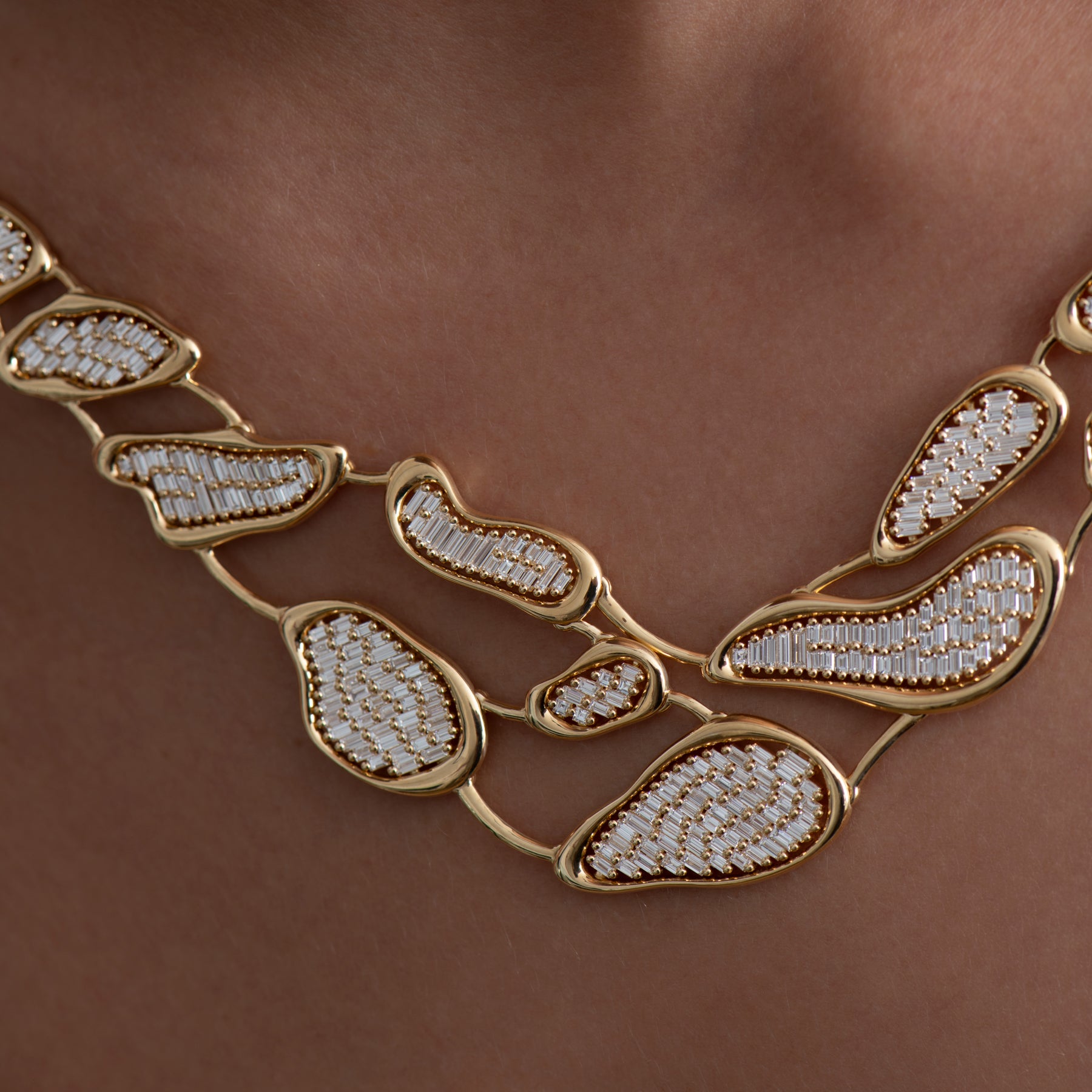 Diamond Lakes Fluid Shape Statement Necklace - Elegant Jewelry for Women, Perfect for Parties, Weddings & Special Occasions