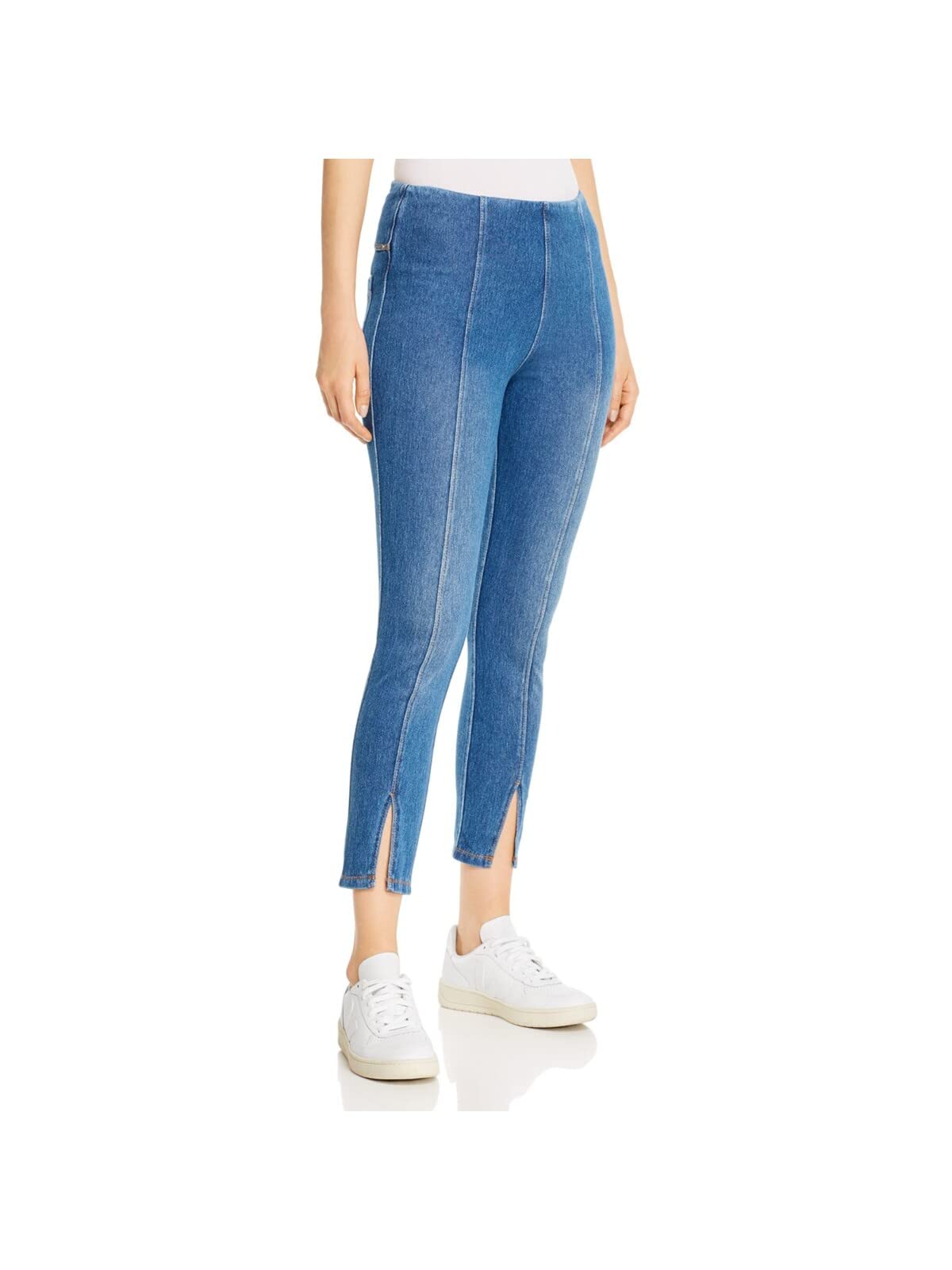 Lysse Evelyn Split Knit Denim Crop - High Waisted Stretch Jeans for Women | Trendy Distressed Denim Shorts | Perfect for Summer Outfits, Beach Vacations & Casual Street Style