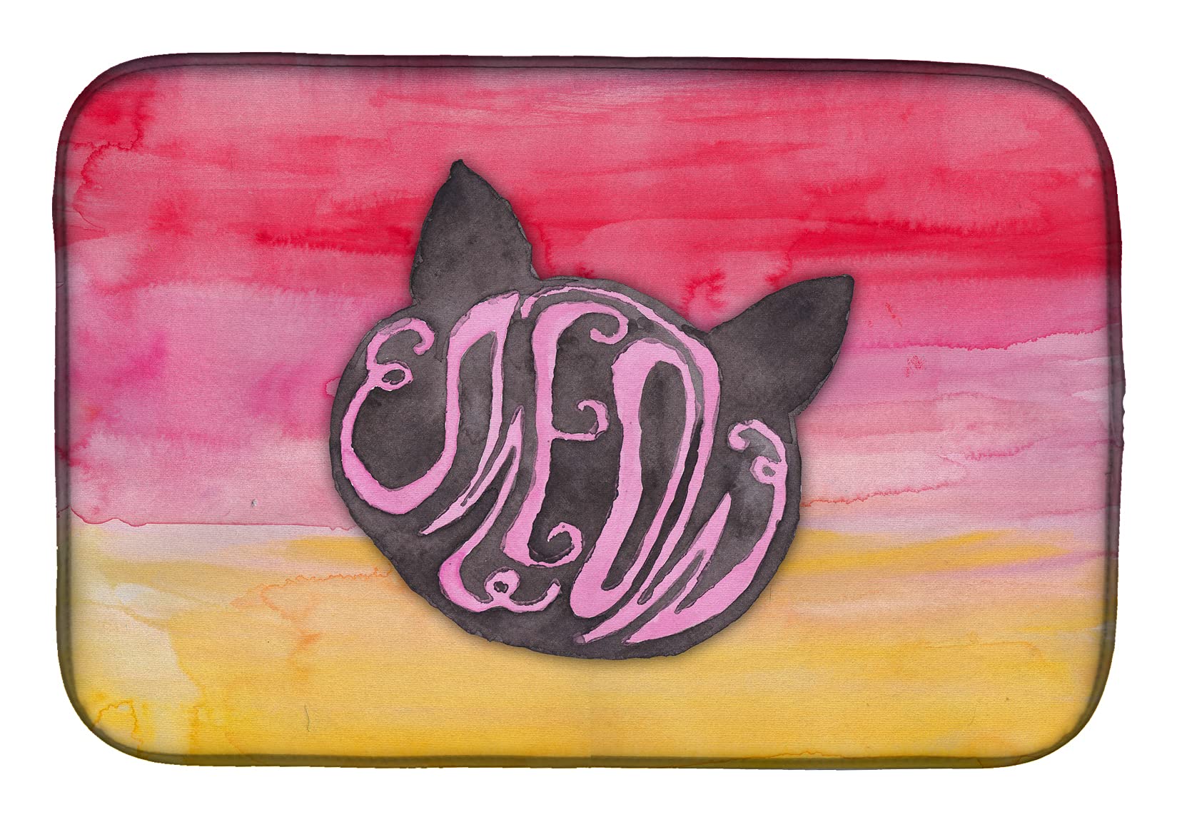 Cat Face Watercolor Dish Drying Mat - Absorbent Kitchen Counter Pad for Dishes, 14x21