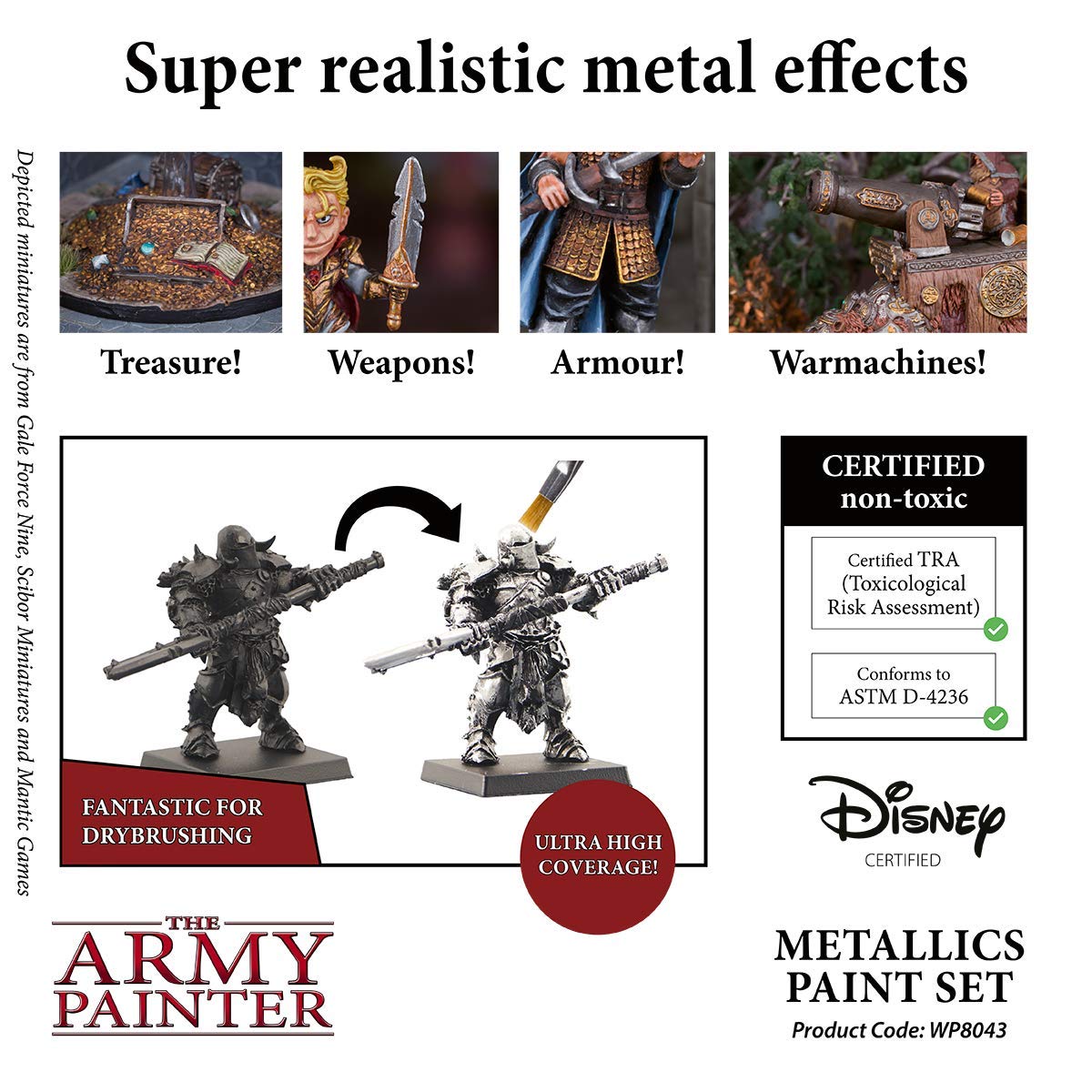 The Army Painter Metallic Paint Set - 8 Vibrant Metallic Acrylic Paints (18ml Dropper Bottles) for Miniature Painting, Warhammer, D&D Models & Tabletop Gaming - Includes Shining Gold Paint for Fantasy & Sci-Fi Miniatures