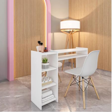 White MDF Complete Nail Gel Manicure Table - Portable & Durable for Home Salon, Nail Art Studio & Professional Use