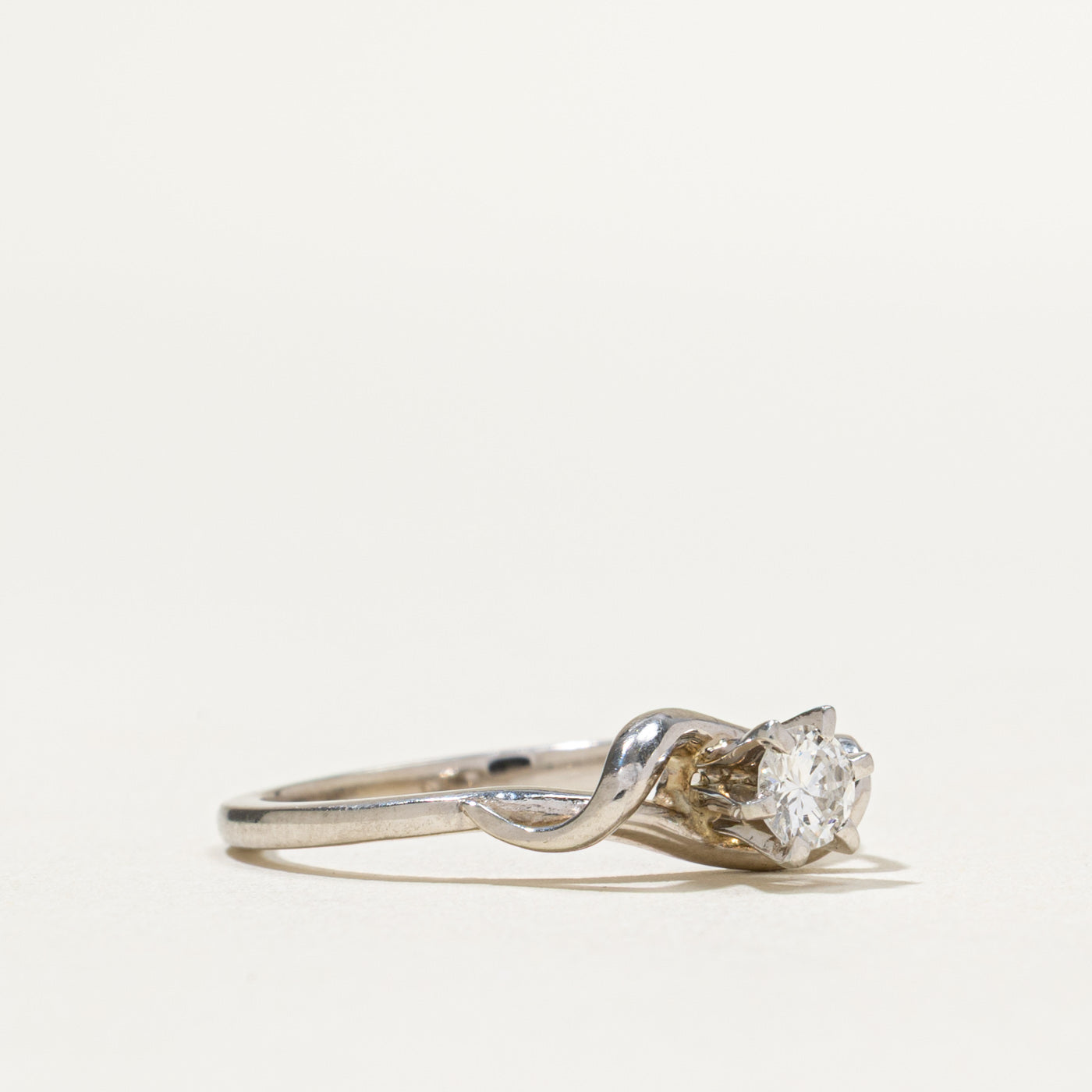 0.23ct Solitaire Diamond Wave Ring - Size 6.75 | Elegant Engagement & Wedding Band for Women | Perfect for Proposals, Anniversaries & Special Occasions