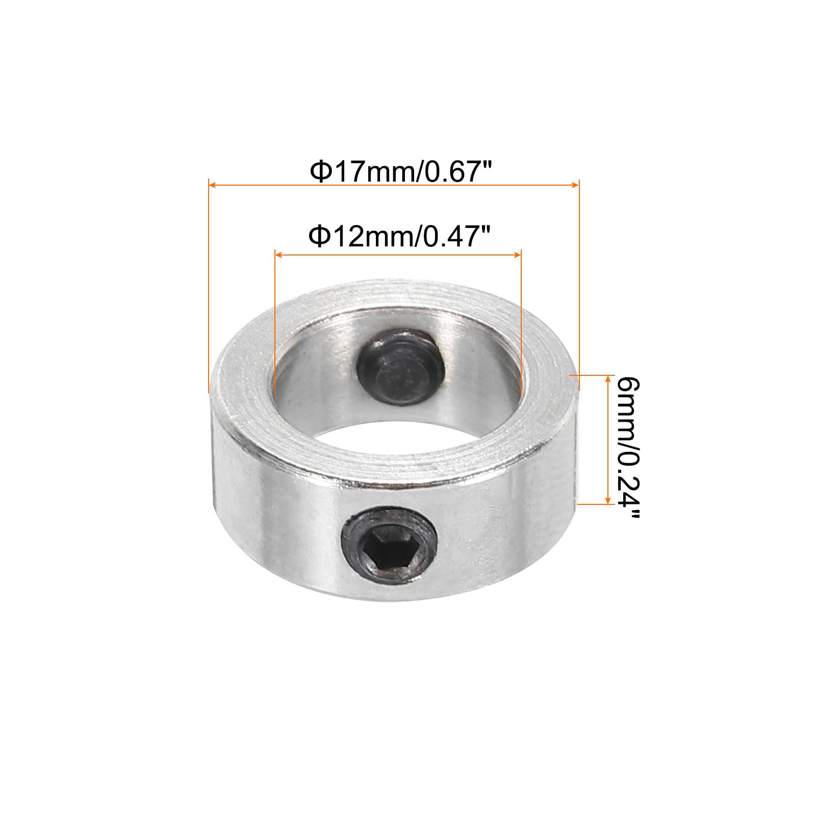 12mm Bore Aluminum Alloy Shaft Collar with M4 Screws & Wrench - CNC Parts, Machine Tools, Wheelbarrow & Lawn Tractor Accessories - Durable Clamping Collar for Industrial & DIY Projects (Silver, 1 Set)